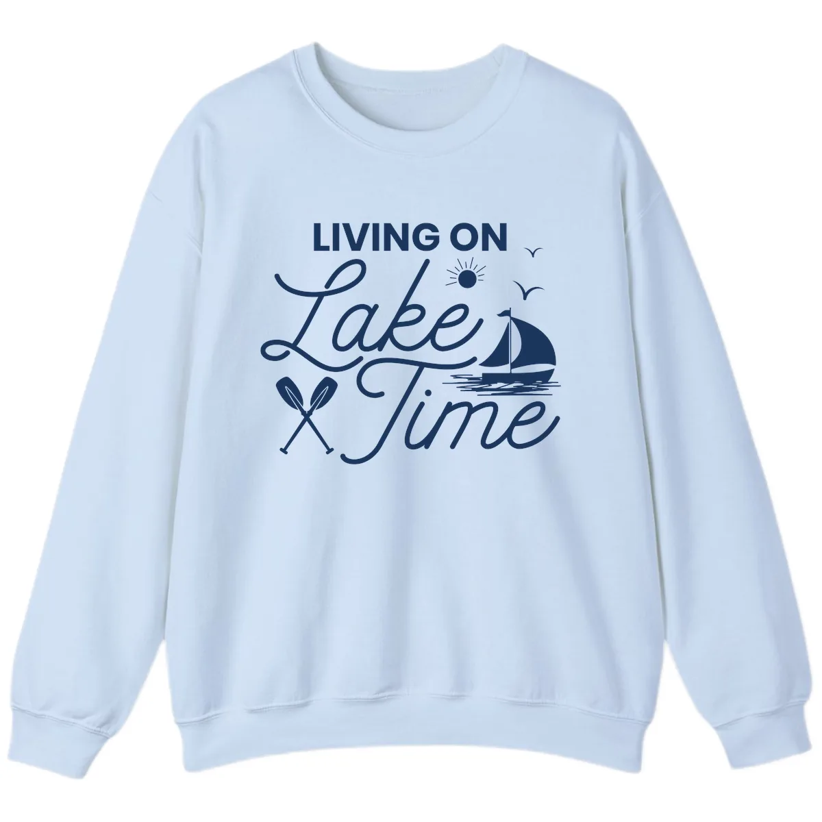 Living On Lake Time Sweatshirt in Light Blue