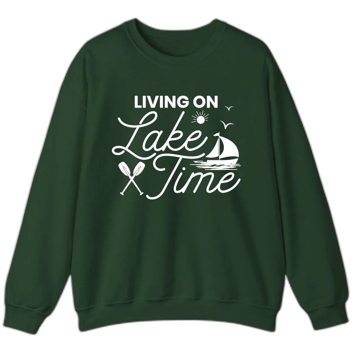 Living On Lake Time Sweatshirt in Forest Green