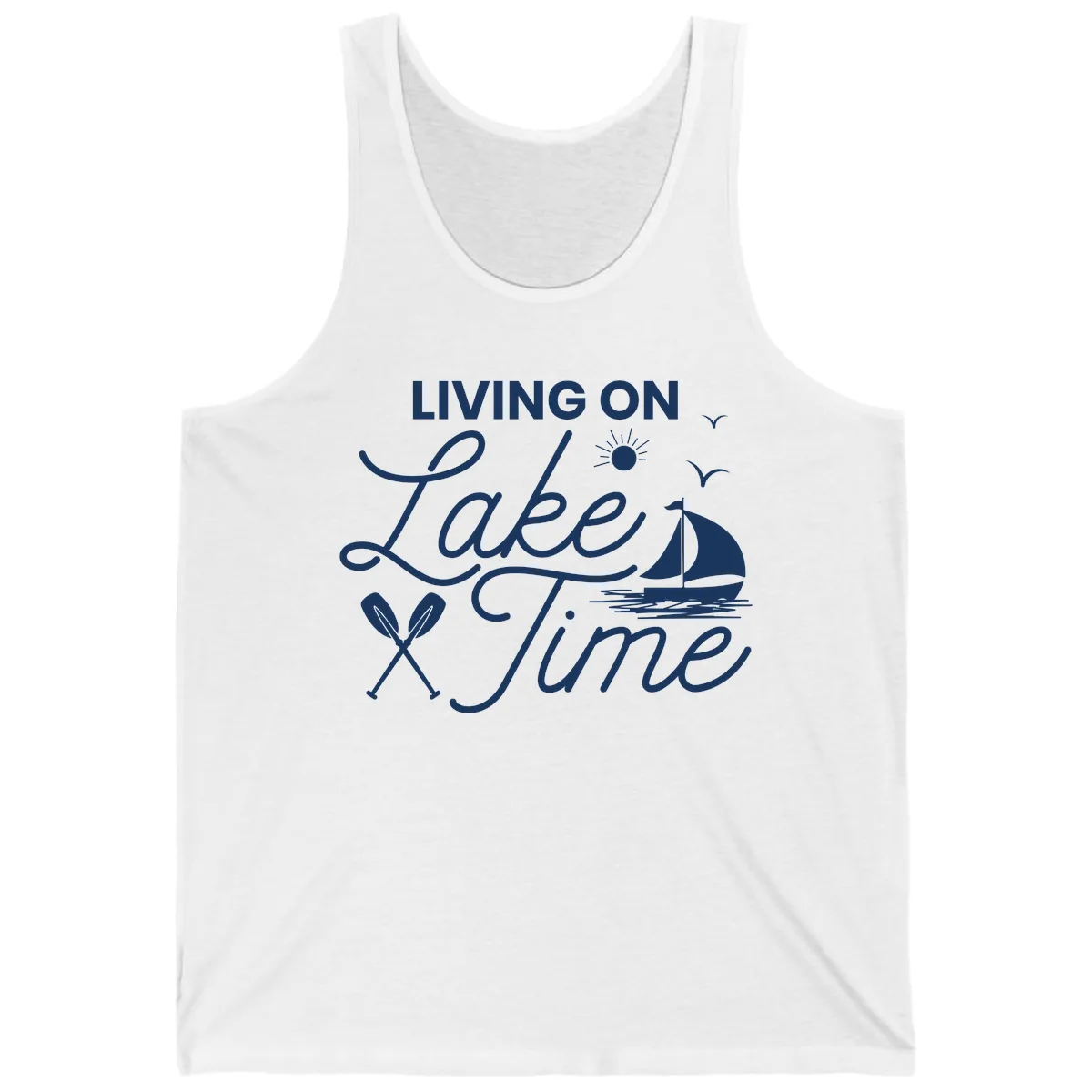 Living On Lake Time Tank in White