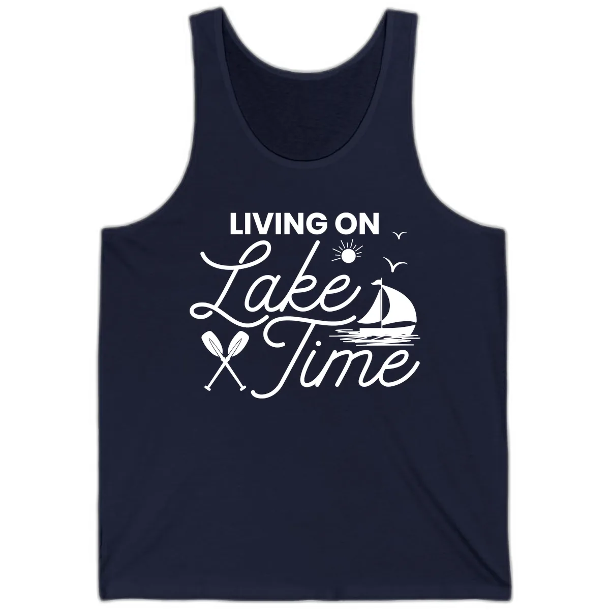 Living On Lake Time Tank in Navy