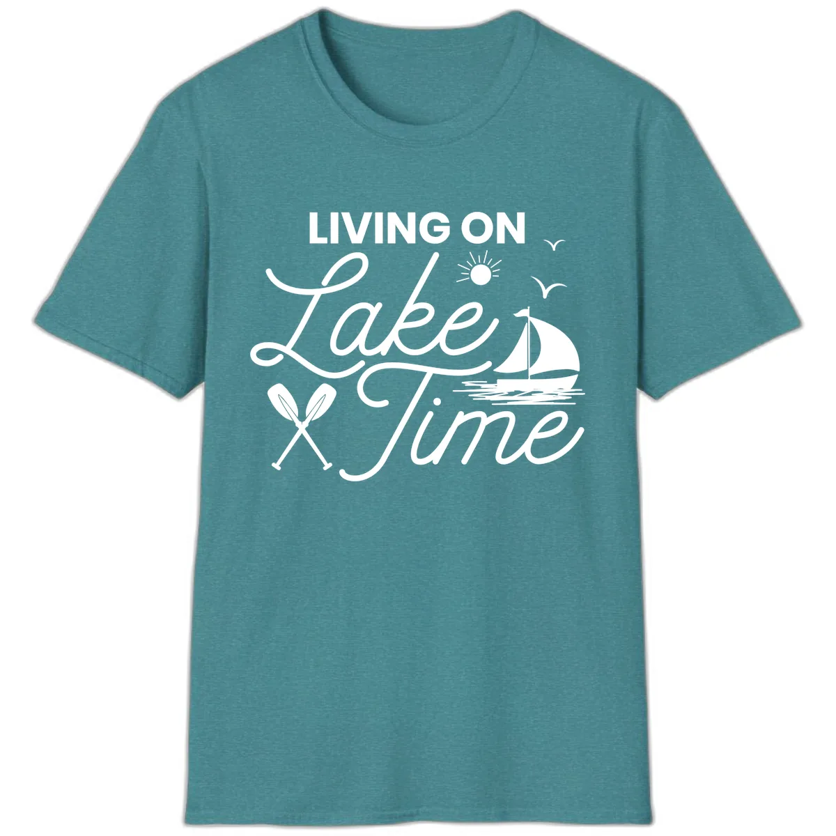 Living On Lake Time T-Shirt in Heather Galapagos Blue