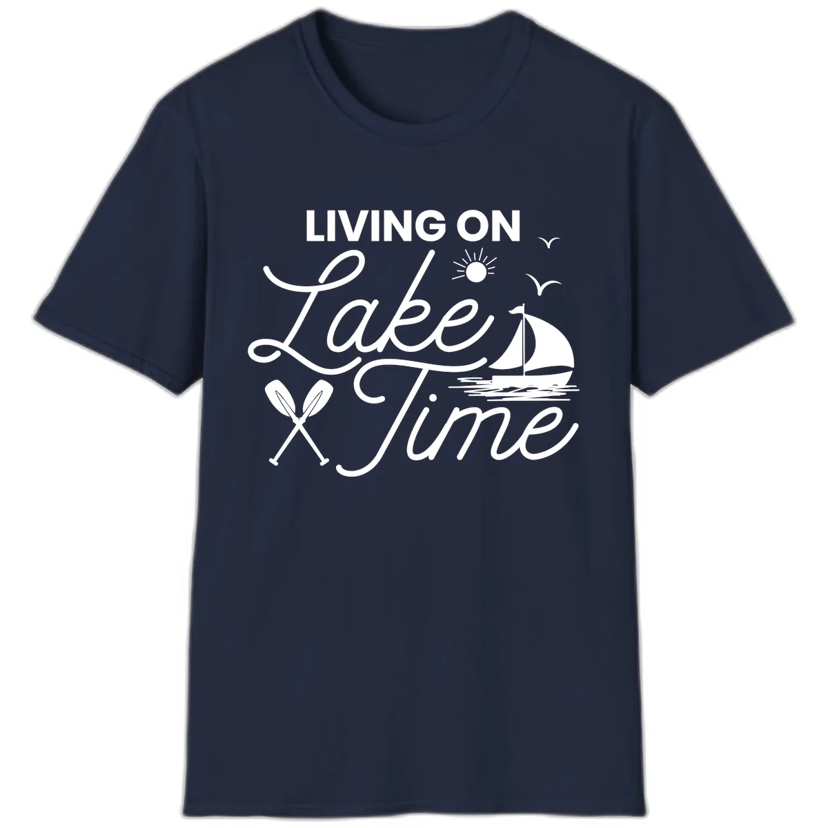 Living On Lake Time T-Shirt in Navy