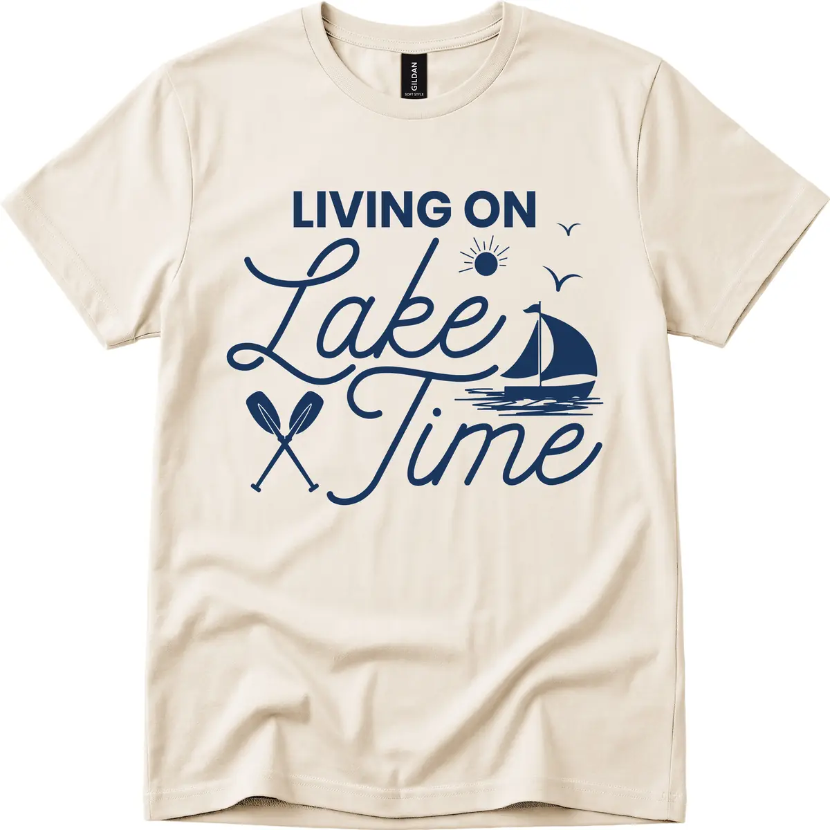 Living On Lake Time T-Shirt in Natural