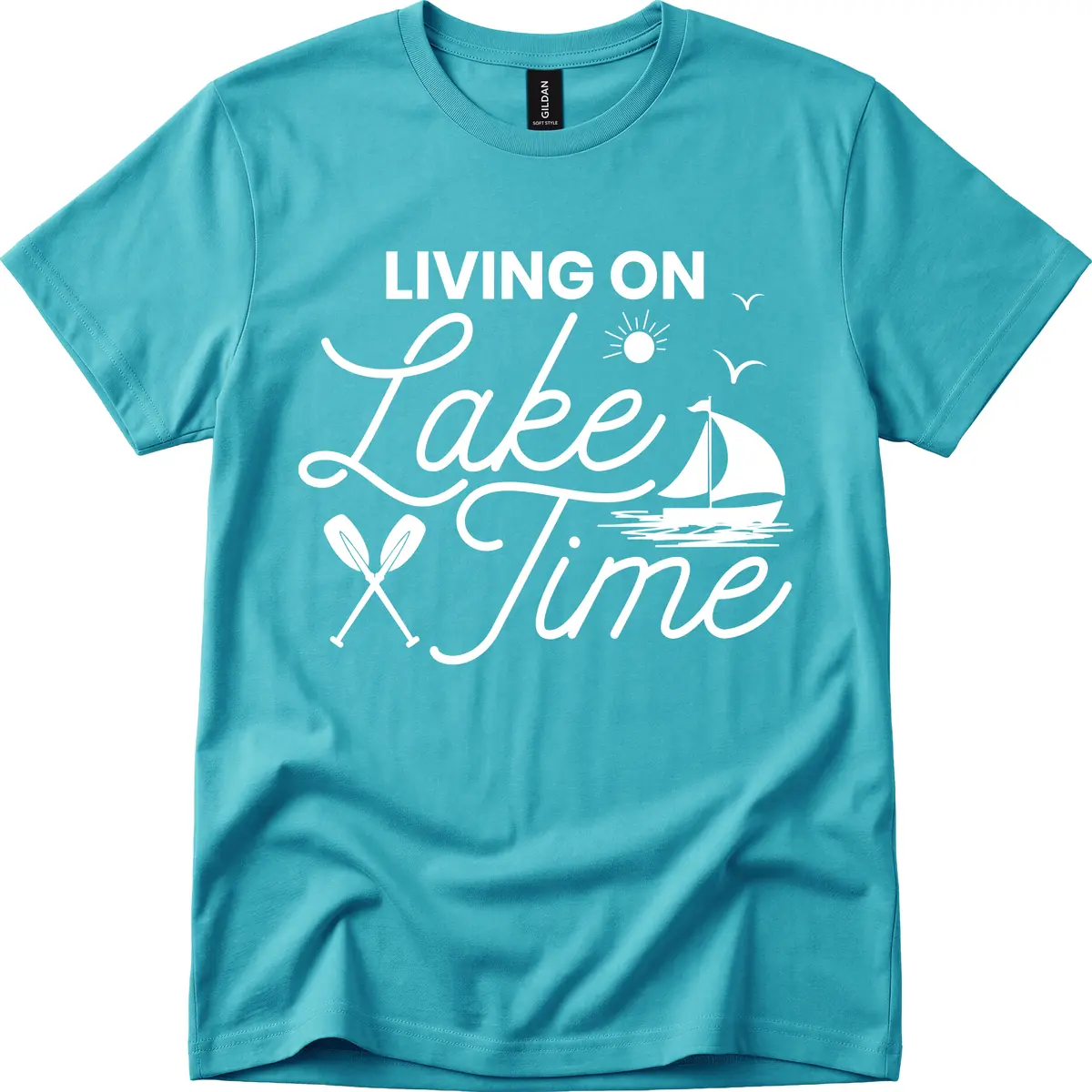 Living On Lake Time T-Shirt in Tropical Blue