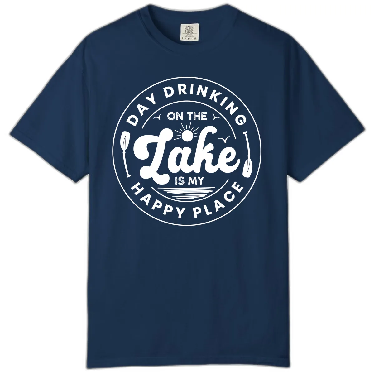 Day Drinking On The Lake Is My Happy Place Comfort Color in Navy