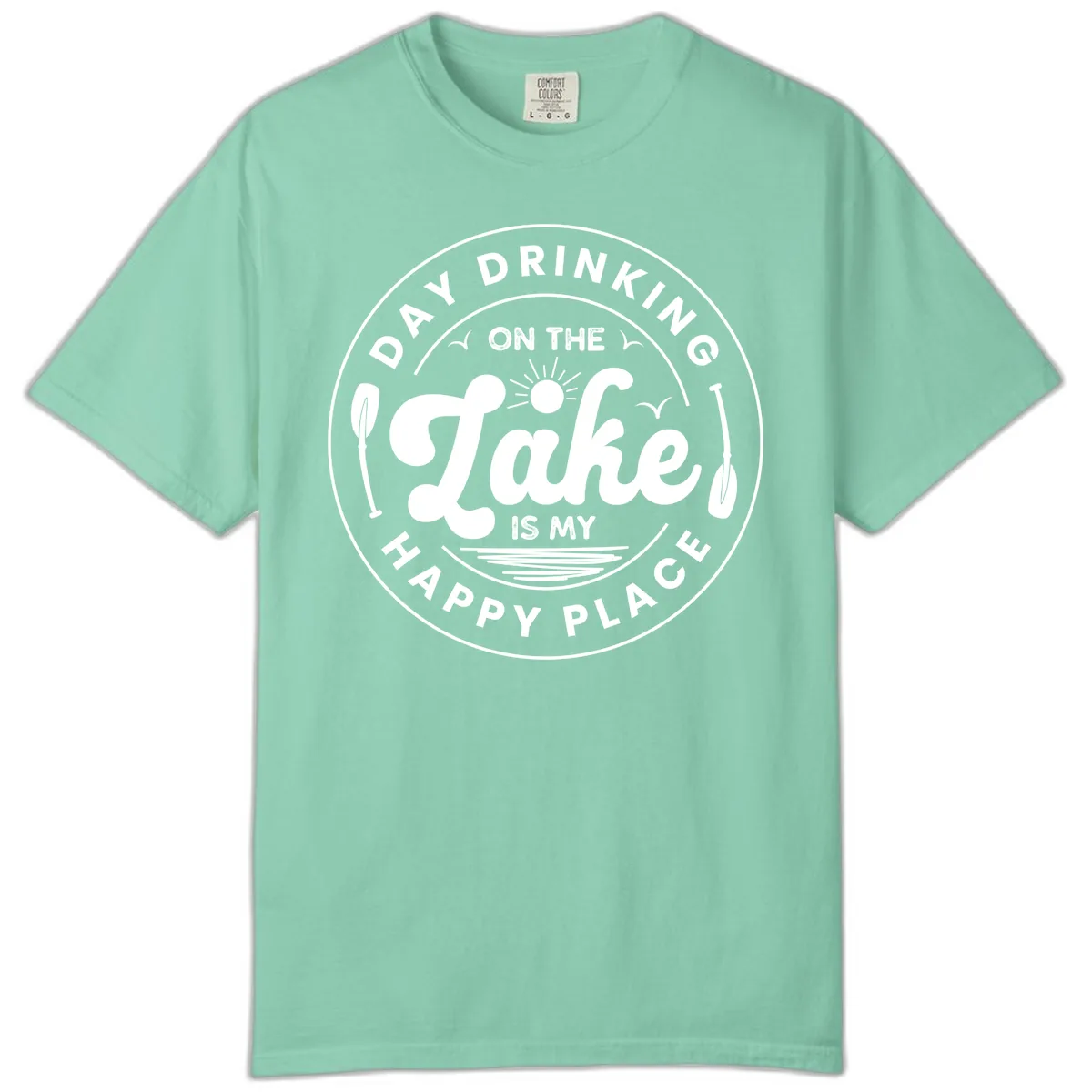 Day Drinking On The Lake Is My Happy Place Comfort Color in Island Reef