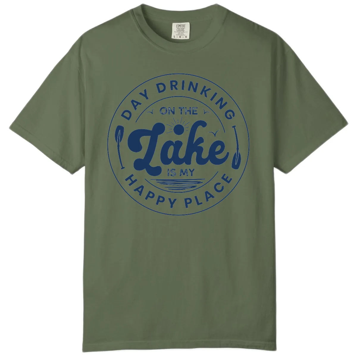 Day Drinking On The Lake Is My Happy Place Comfort Color in Sage