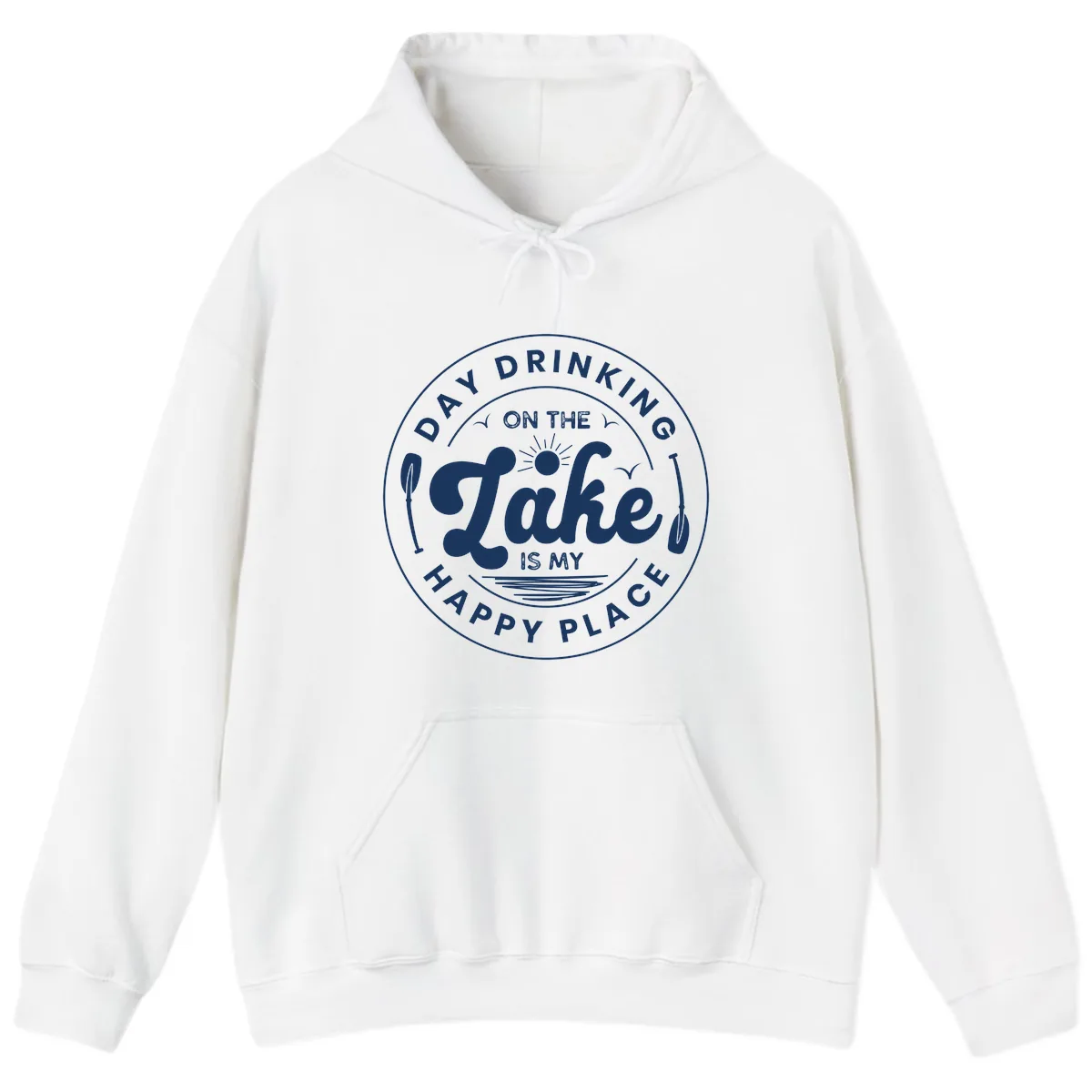 Day Drinking On The Lake Is My Happy Place Hoodie in White