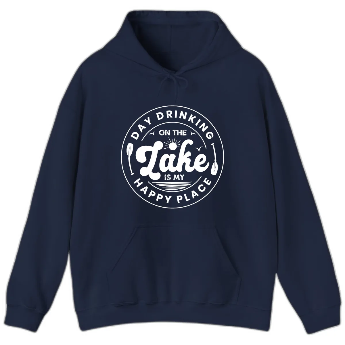 Day Drinking On The Lake Is My Happy Place Hoodie in Navy