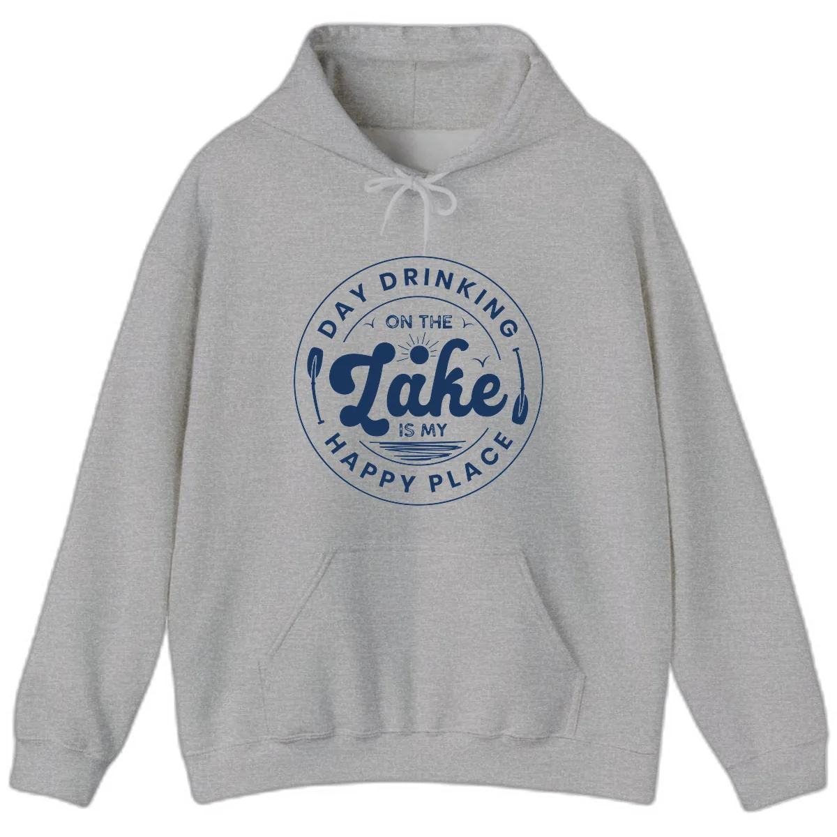 Day Drinking On The Lake Is My Happy Place Hoodie in Sport Grey