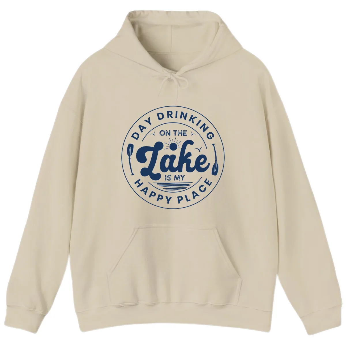 Day Drinking On The Lake Is My Happy Place Hoodie in Sand