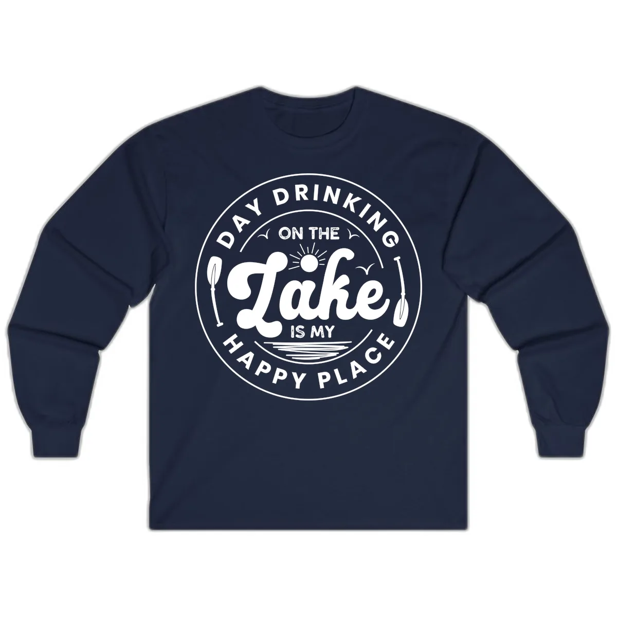 Day Drinking On The Lake Is My Happy Place Long Sleeve in Navy