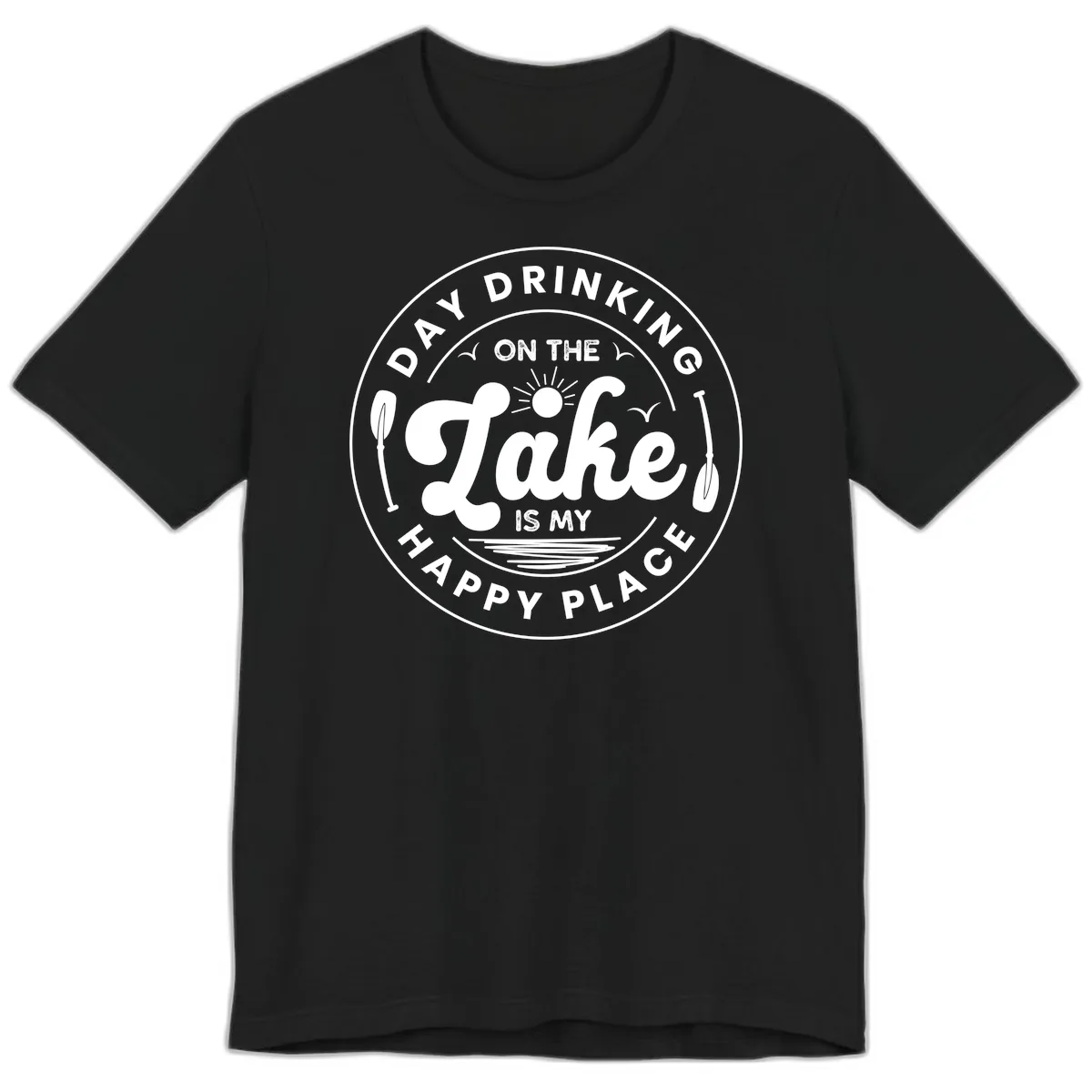 Day Drinking On The Lake Is My Happy Place Premium T-Shirt in Black