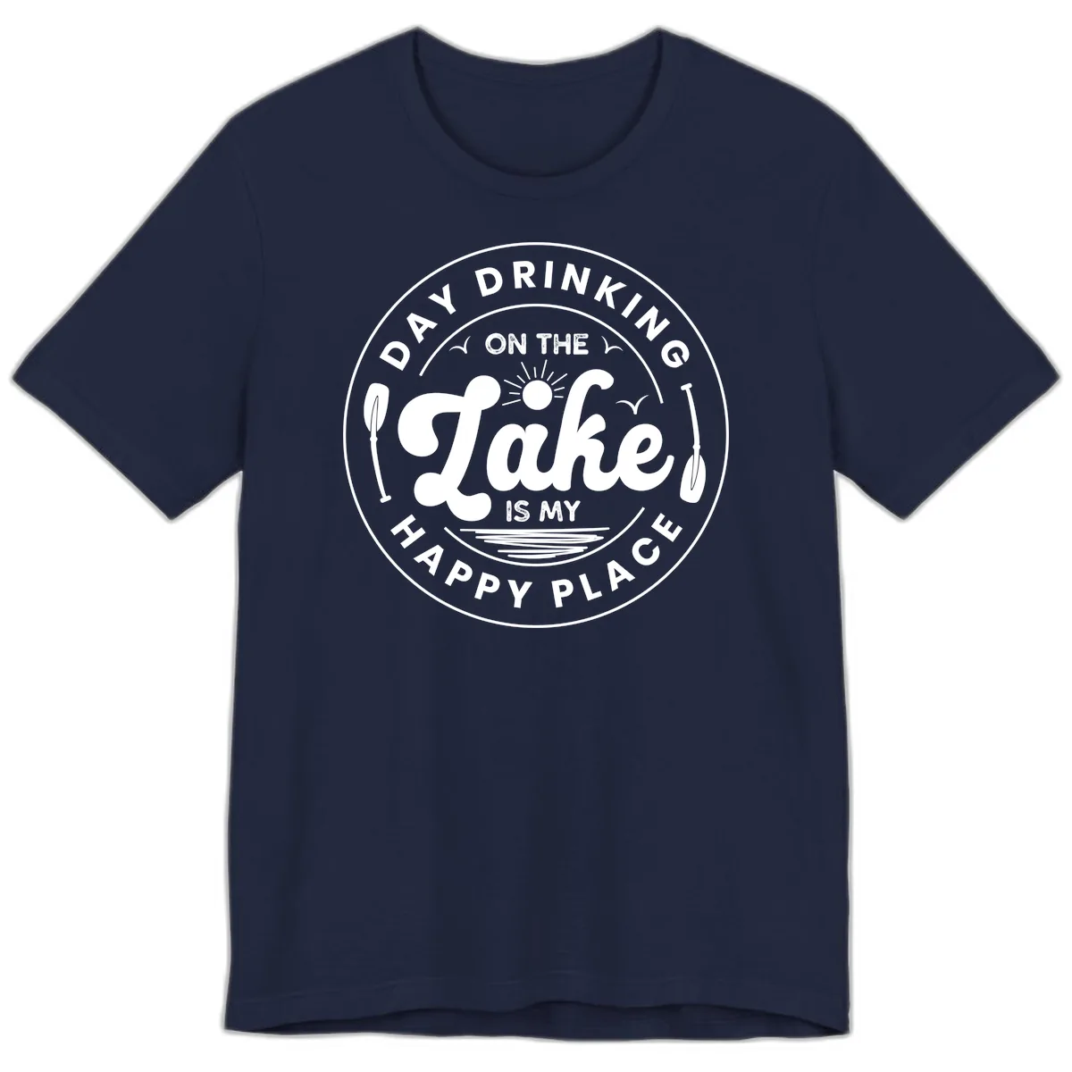 Day Drinking On The Lake Is My Happy Place Premium T-Shirt in Navy