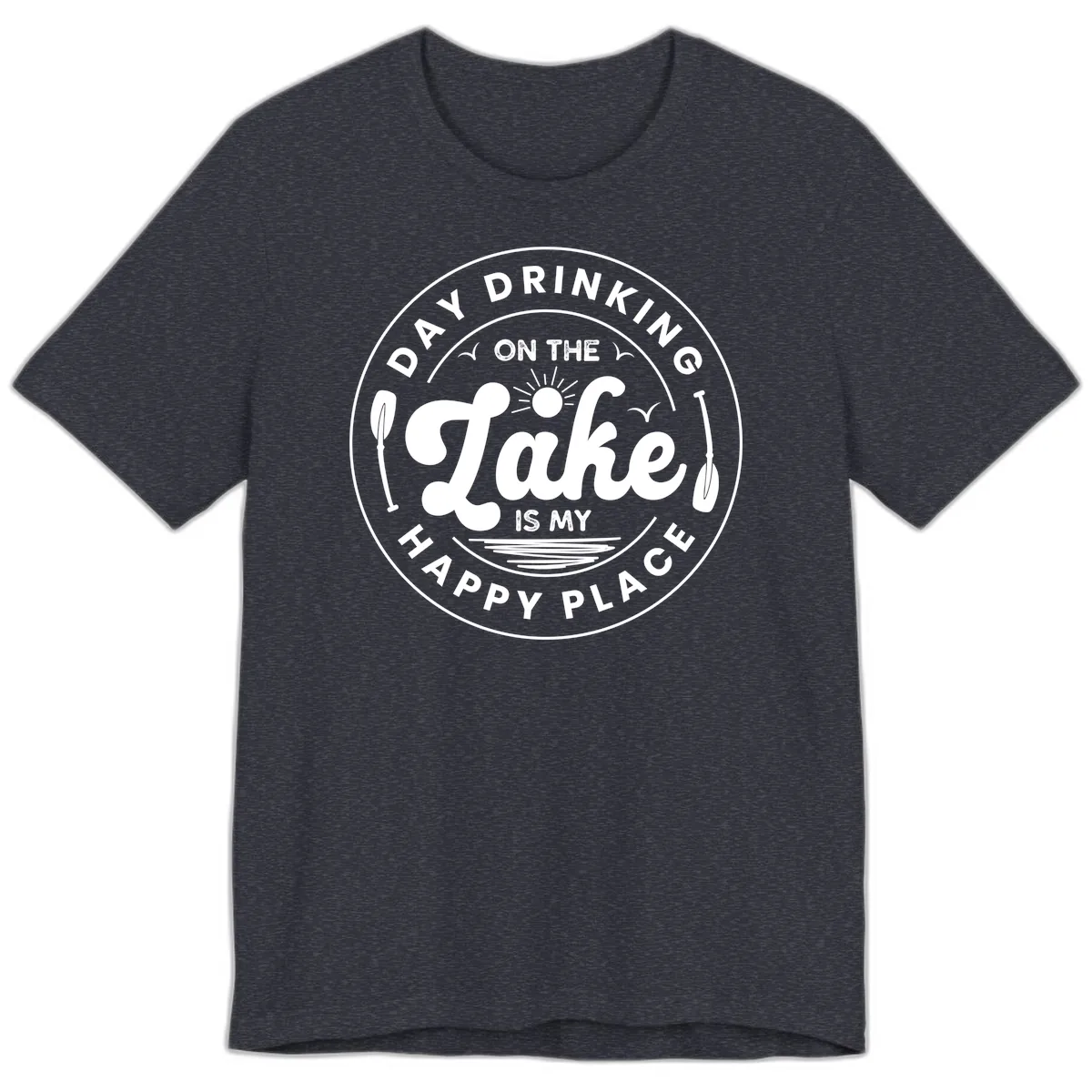 Day Drinking On The Lake Is My Happy Place Premium T-Shirt in Heather Navy