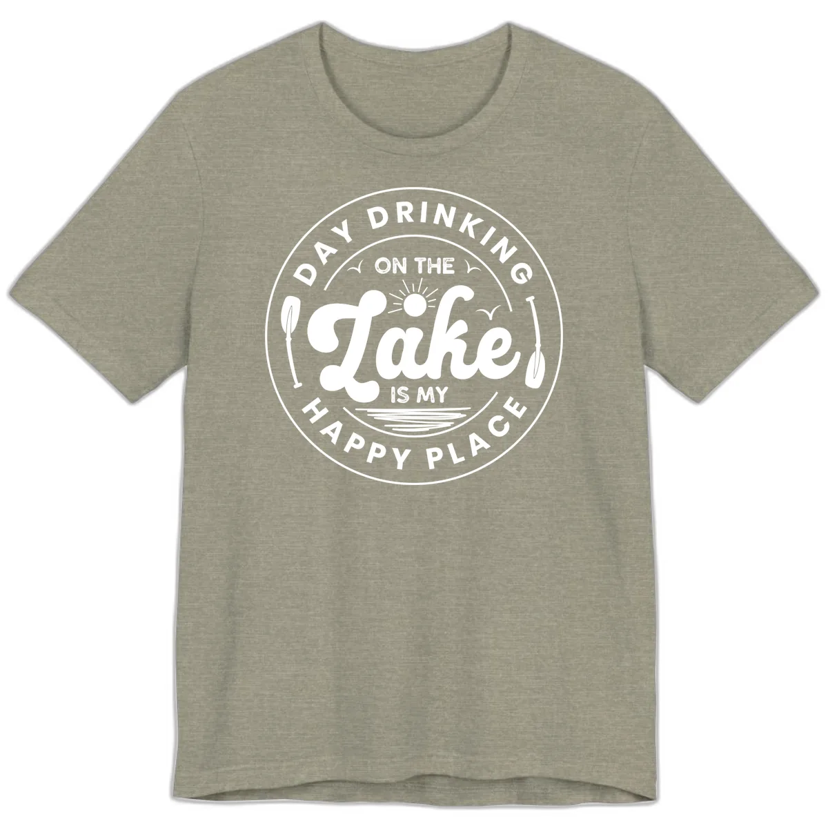 Day Drinking On The Lake Is My Happy Place Premium T-Shirt in Heather Stone
