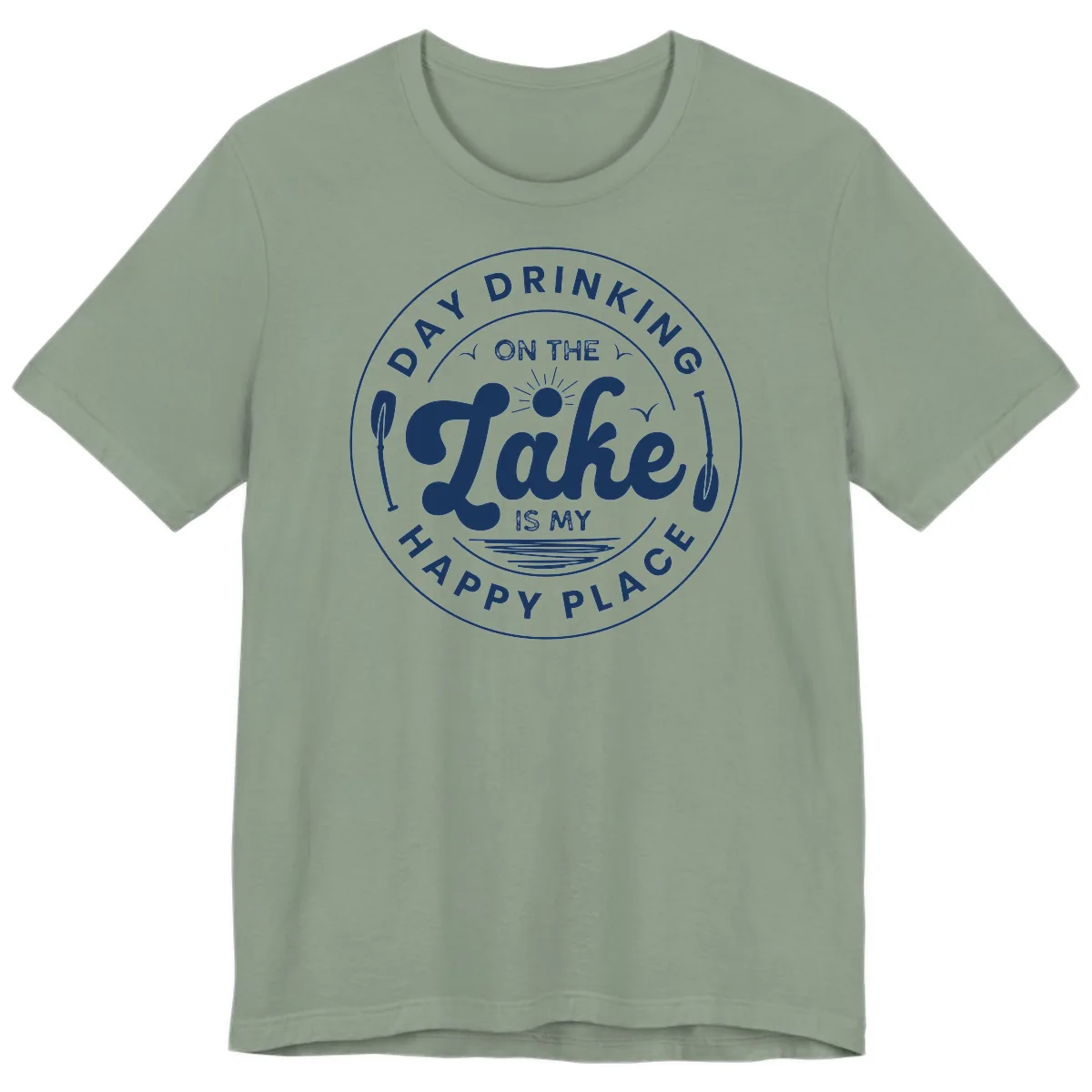 Day Drinking On The Lake Is My Happy Place Premium T-Shirt in Sage
