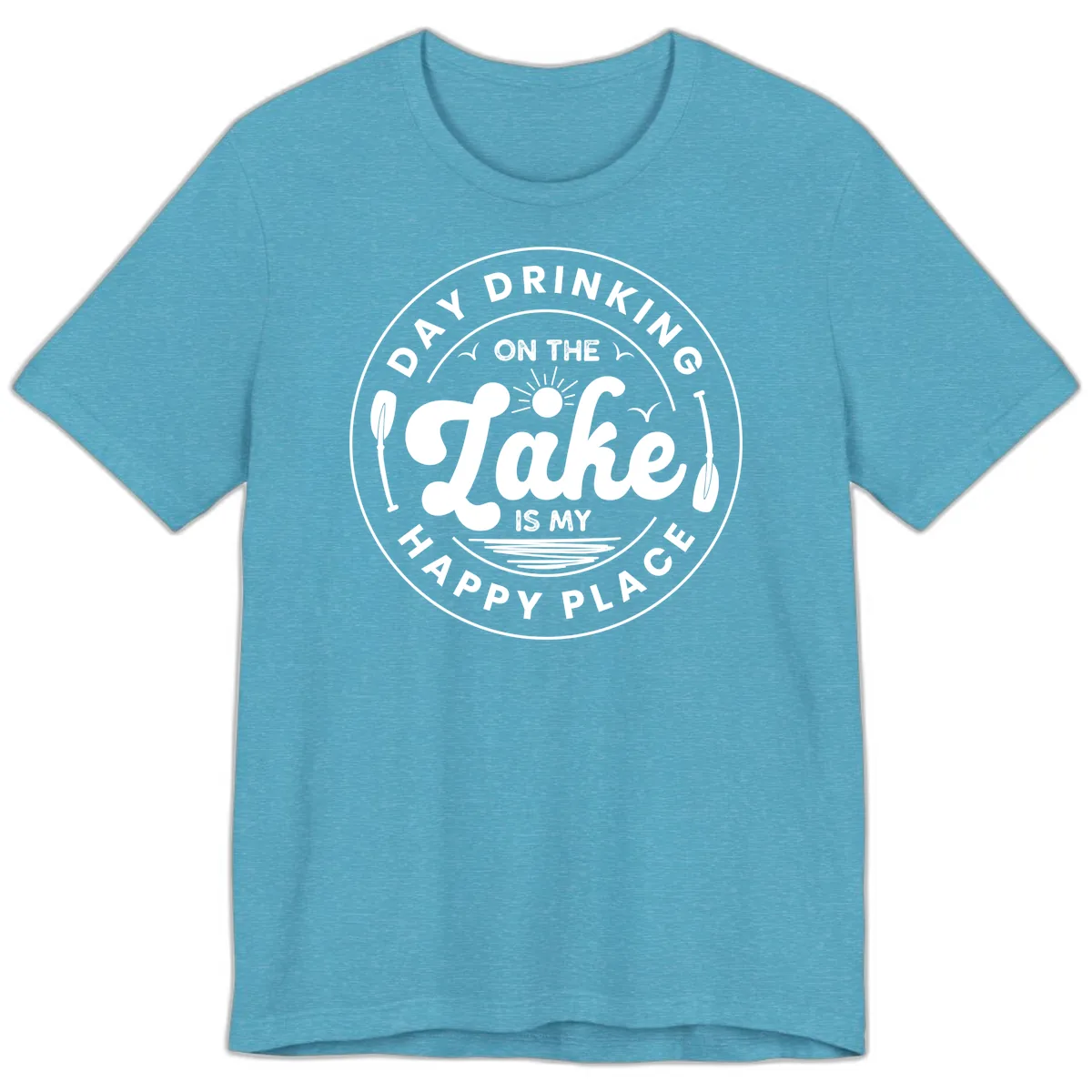 Day Drinking On The Lake Is My Happy Place Premium T-Shirt in Heather Aqua