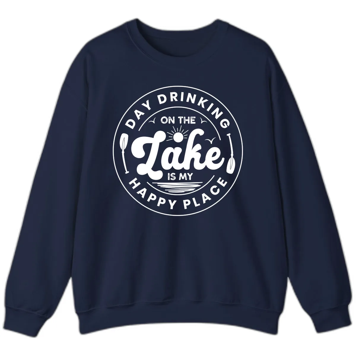 Day Drinking On The Lake Is My Happy Place Sweatshirt in Navy