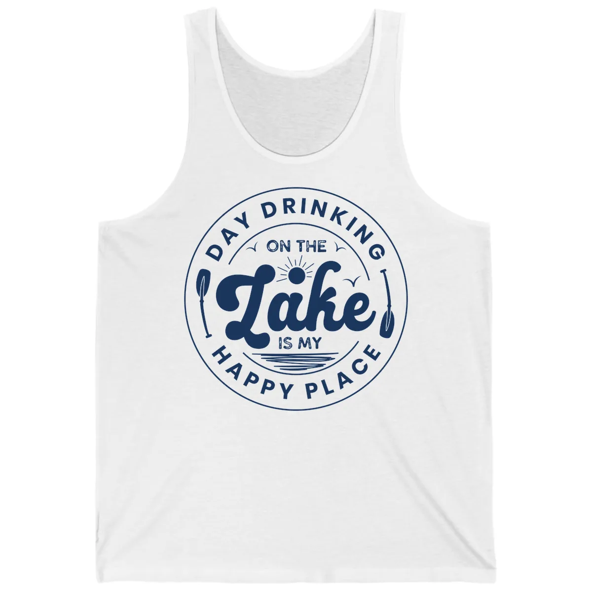Day Drinking On The Lake Is My Happy Place Tank in White