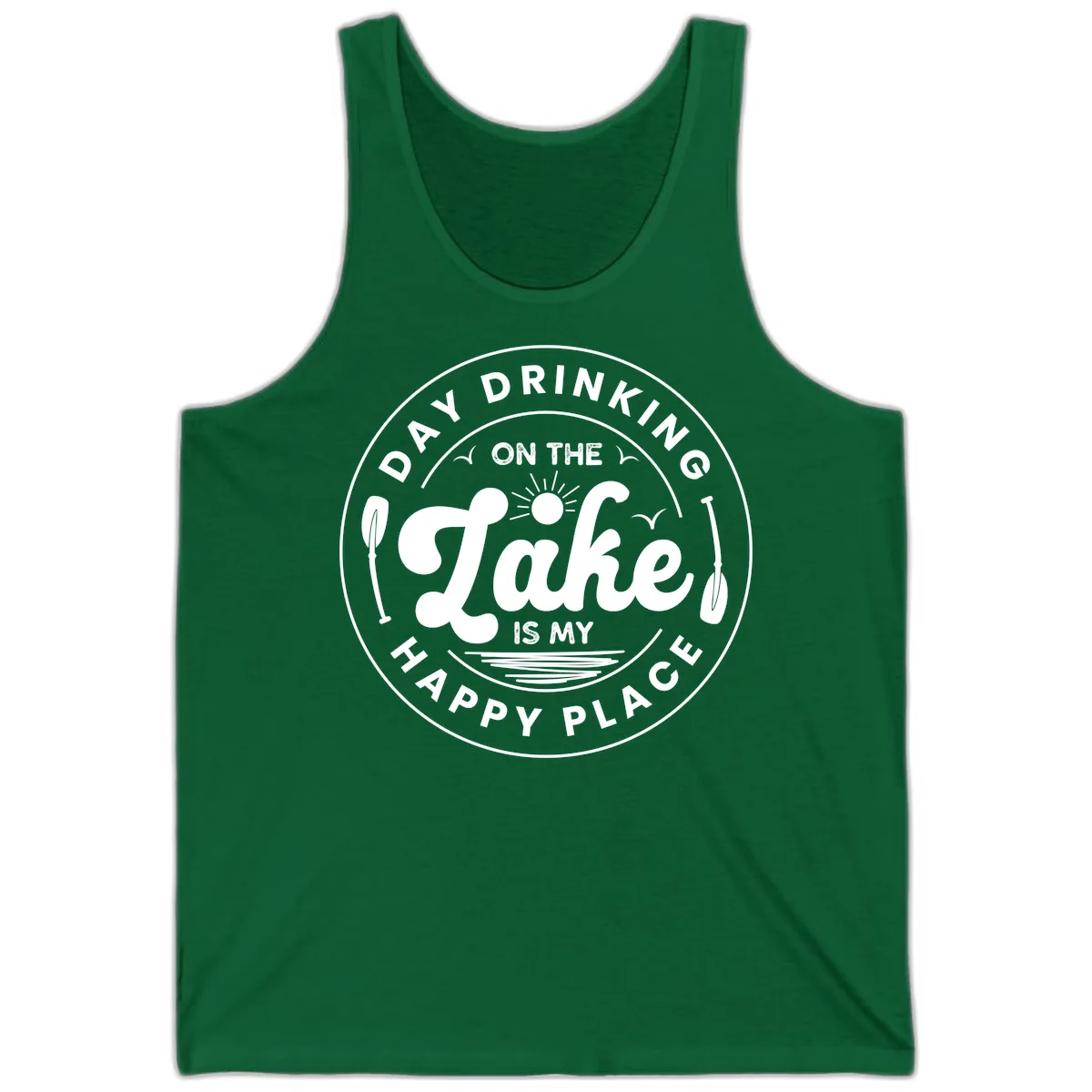 Day Drinking On The Lake Is My Happy Place Tank in Kelly