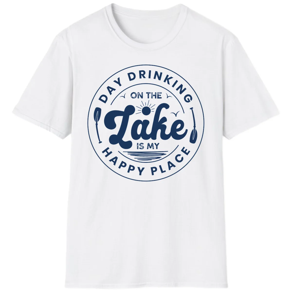 Day Drinking On The Lake Is My Happy Place T-Shirt in White