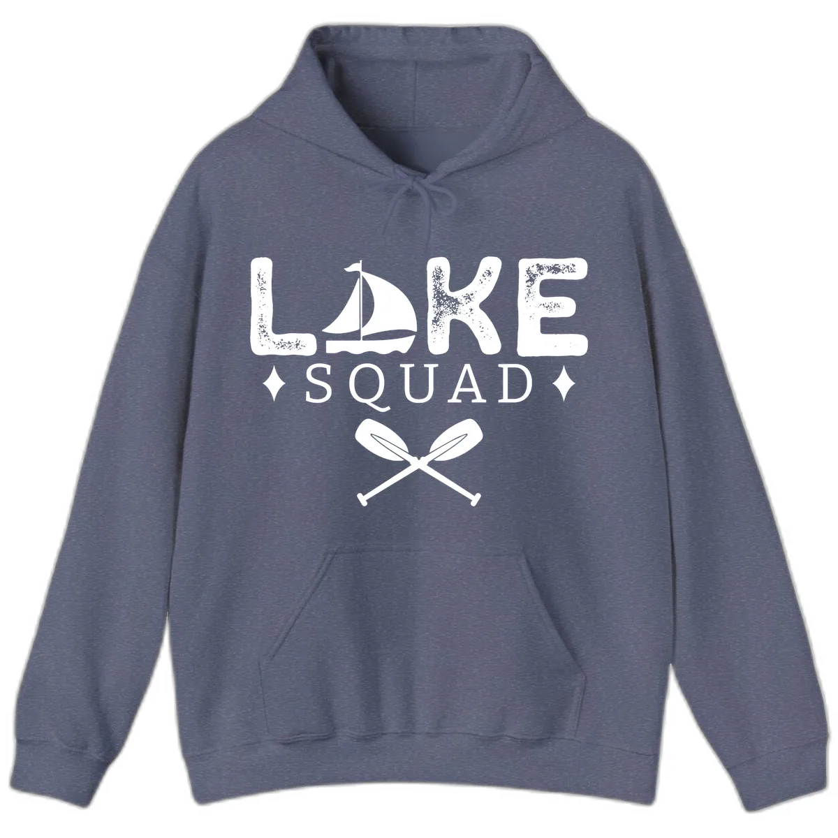 Lake Squad Sailing Design Hoodie in Heather Navy