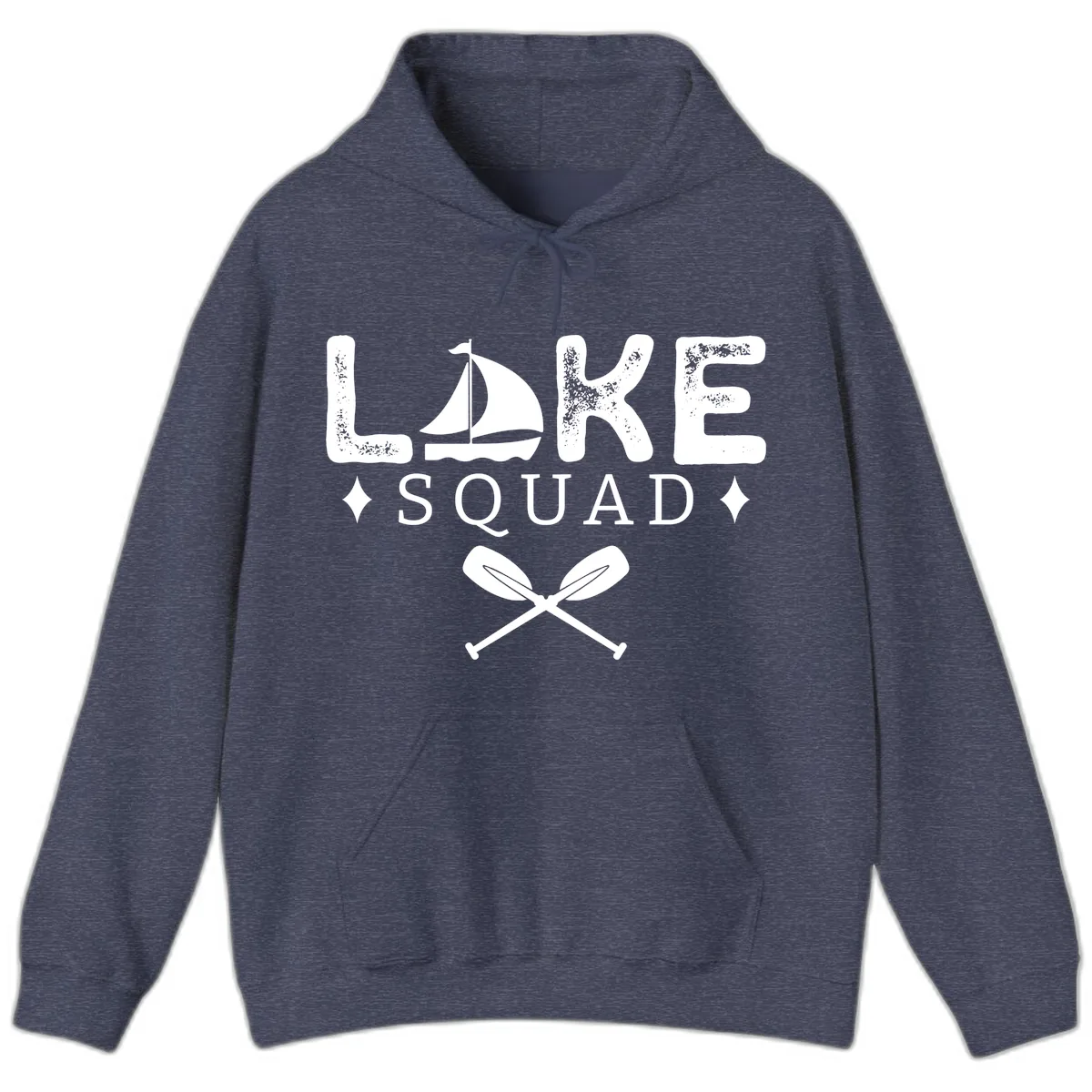 Lake Squad Sailing Design Hoodie in Heather Sport Dark Navy
