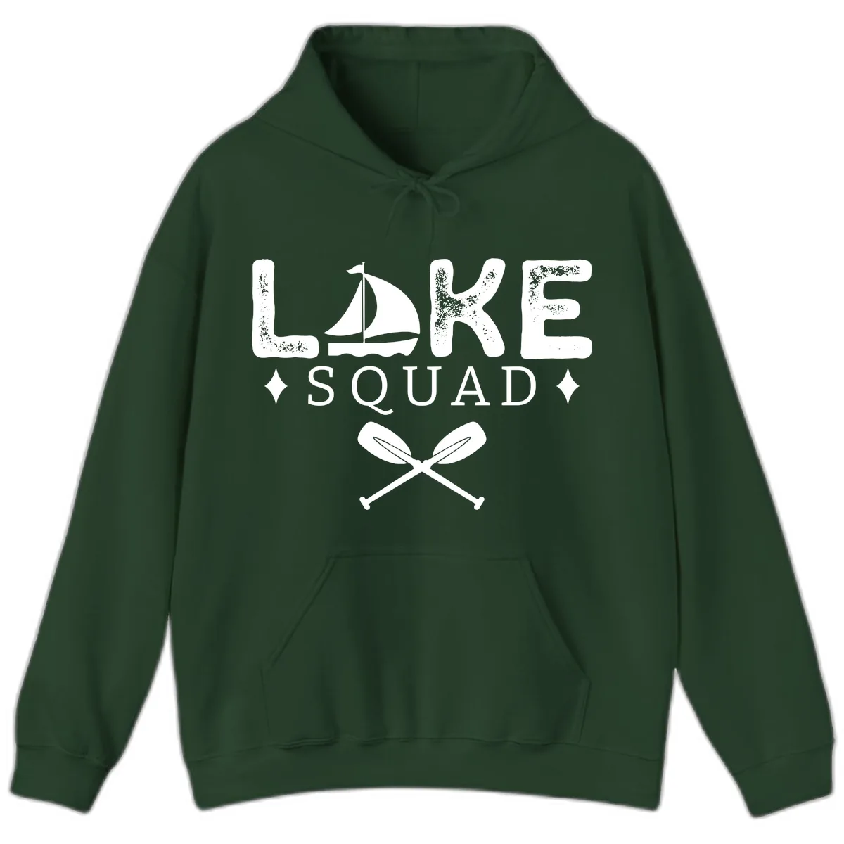 Lake Squad Sailing Design Hoodie in Forest Green