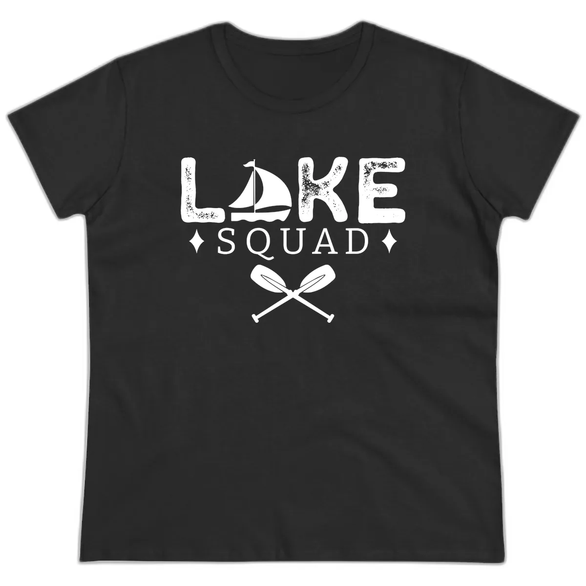 Lake Squad Sailing Design Ladies Tee in Black