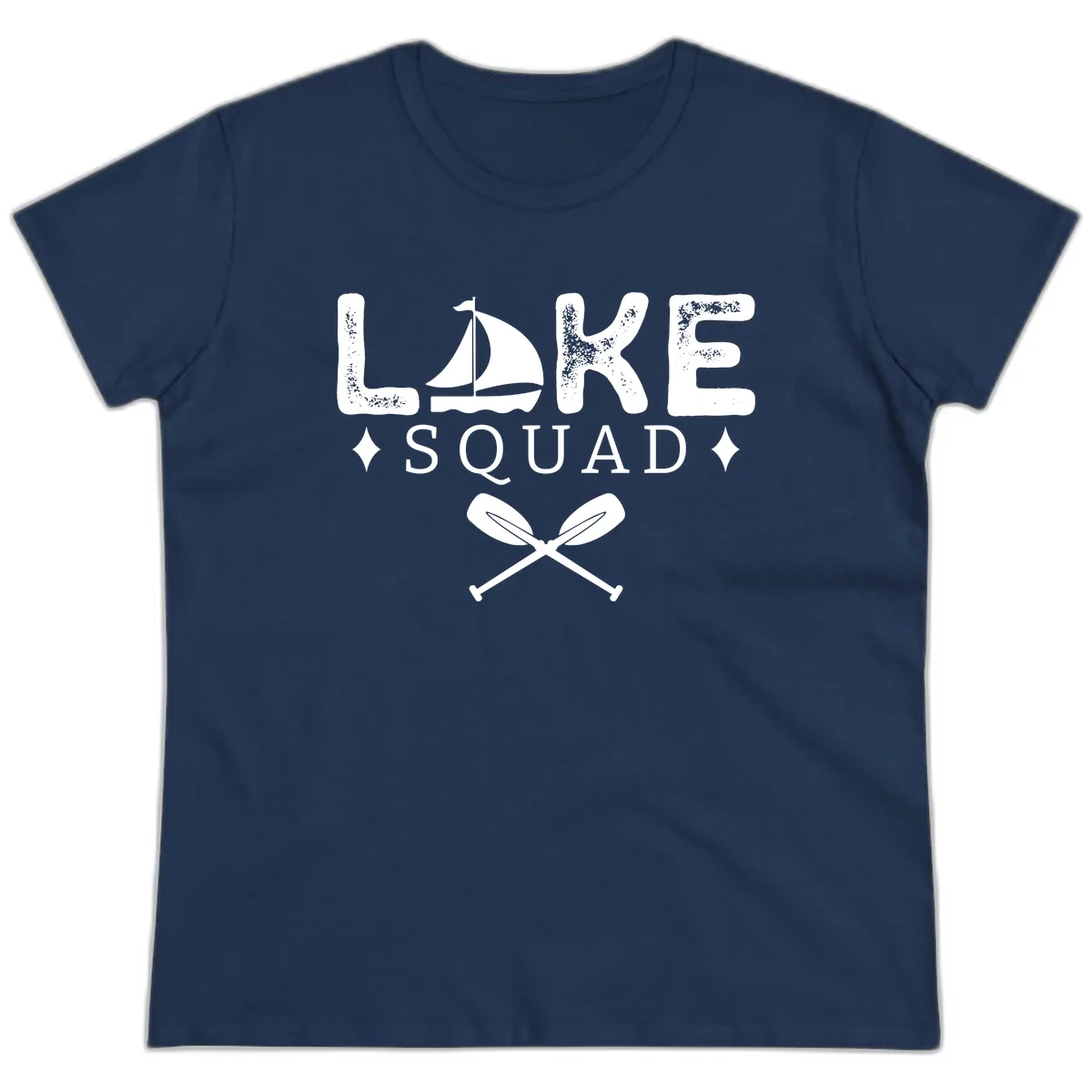 Lake Squad Sailing Design Ladies Tee in Navy