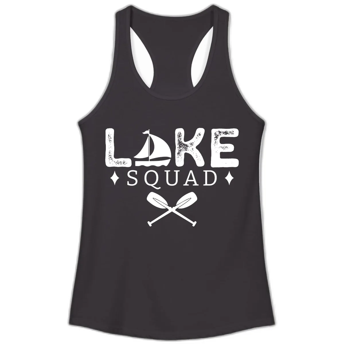 Lake Squad Sailing Design Ladies Tank in Black