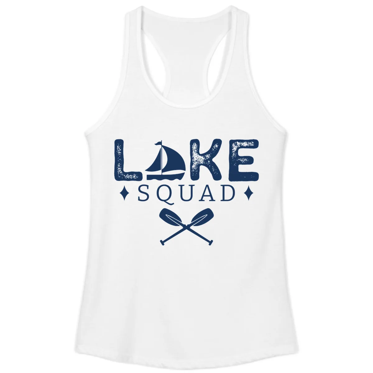 Lake Squad Sailing Design Ladies Tank in White