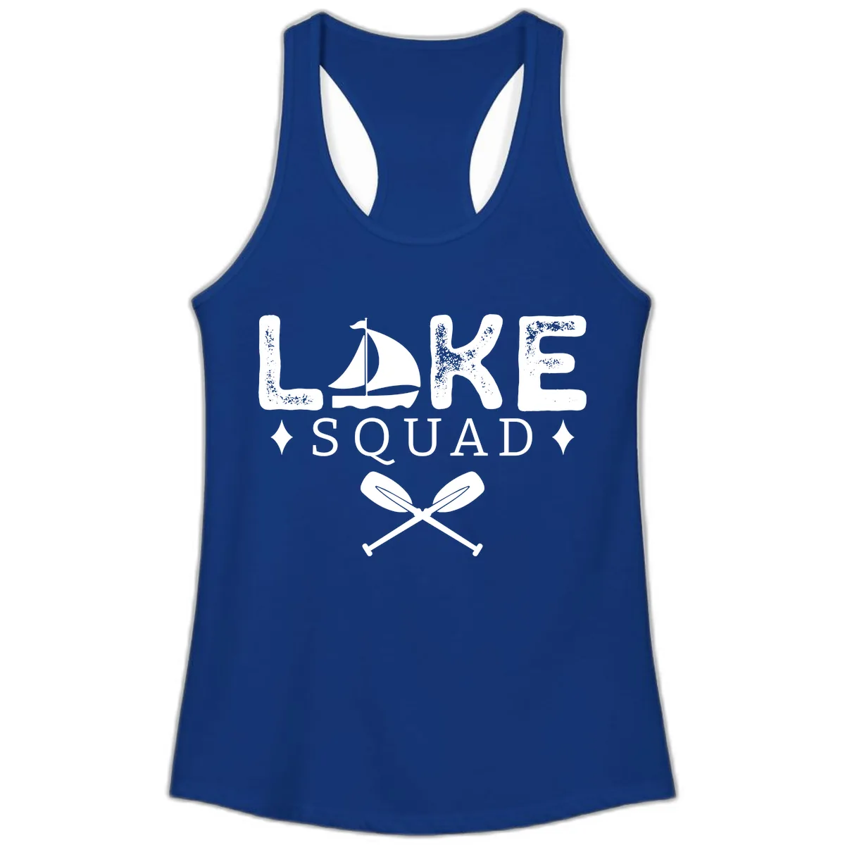 Lake Squad Sailing Design Ladies Tank in Solid Royal