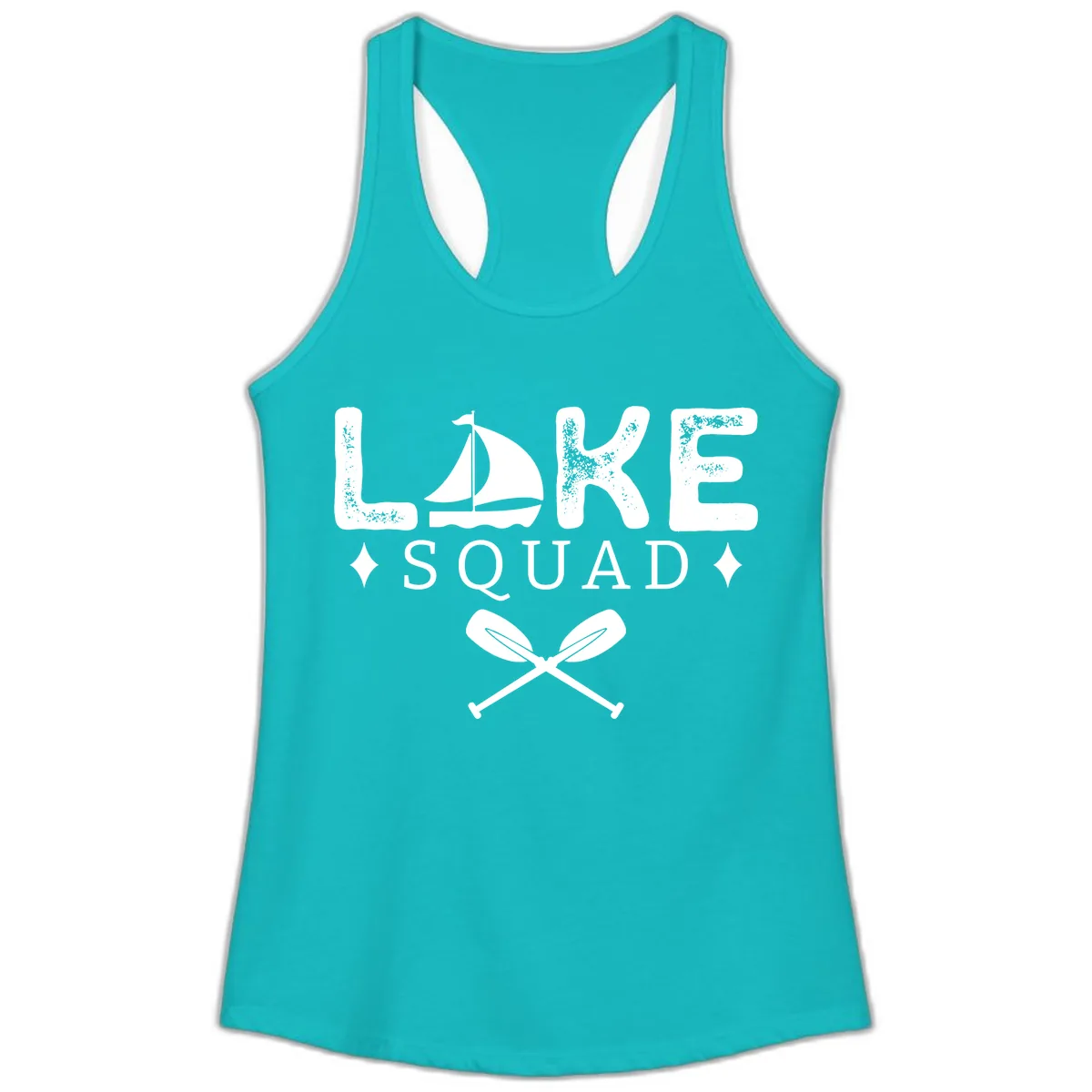 Lake Squad Sailing Design Ladies Tank in Tahiti Blue