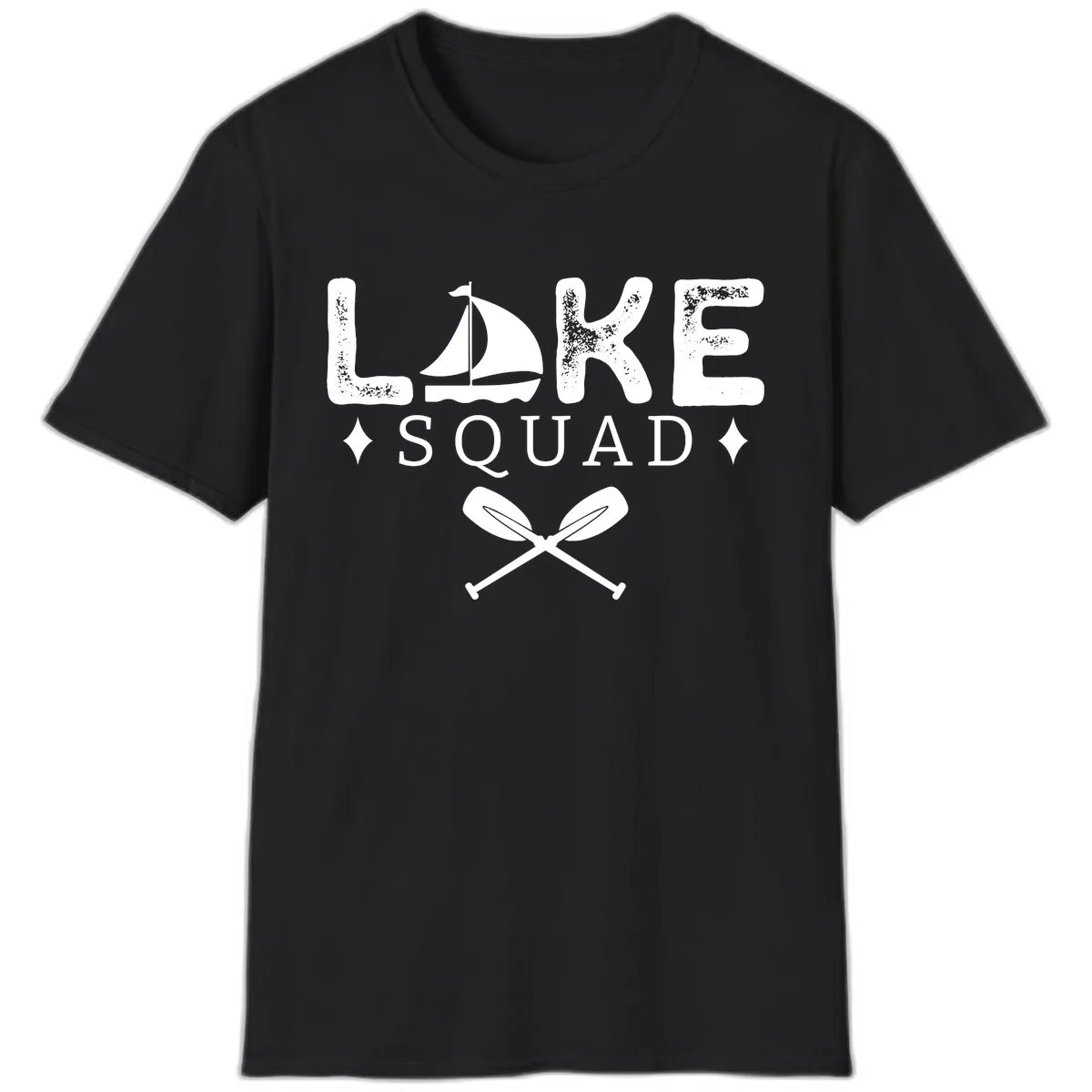 Lake Squad Sailing Design T-Shirt in Black