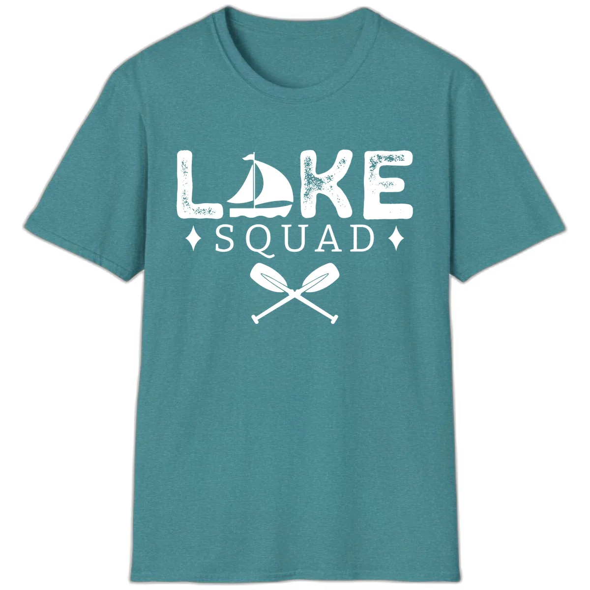 Lake Squad Sailing Design T-Shirt in Heather Galapagos Blue