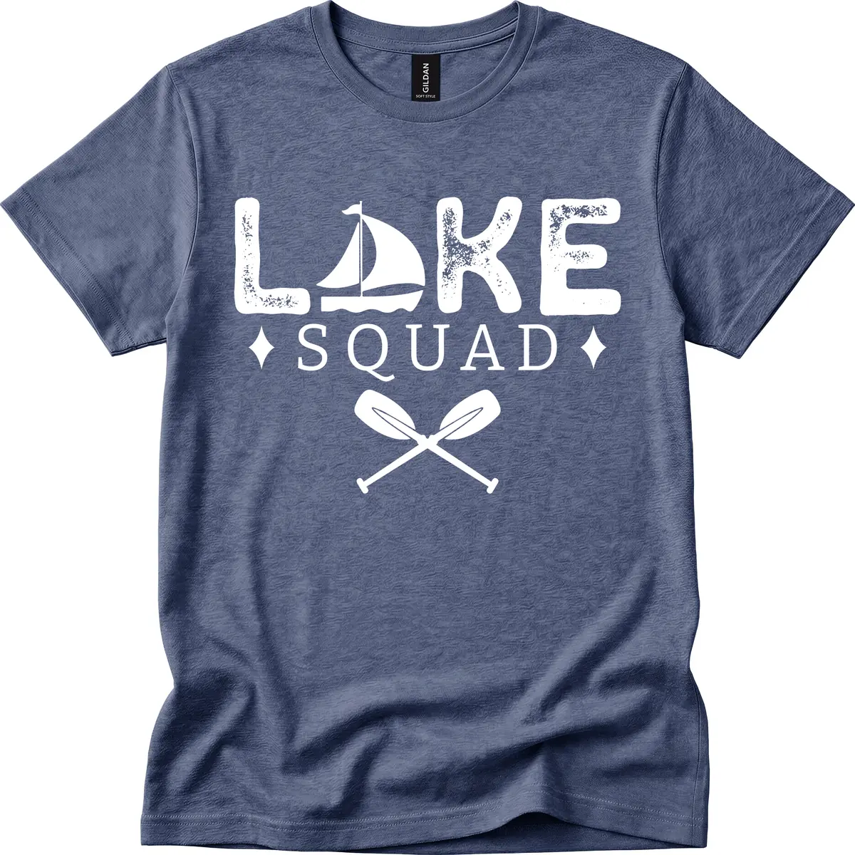 Lake Squad Sailing Design T-Shirt in Heather Navy