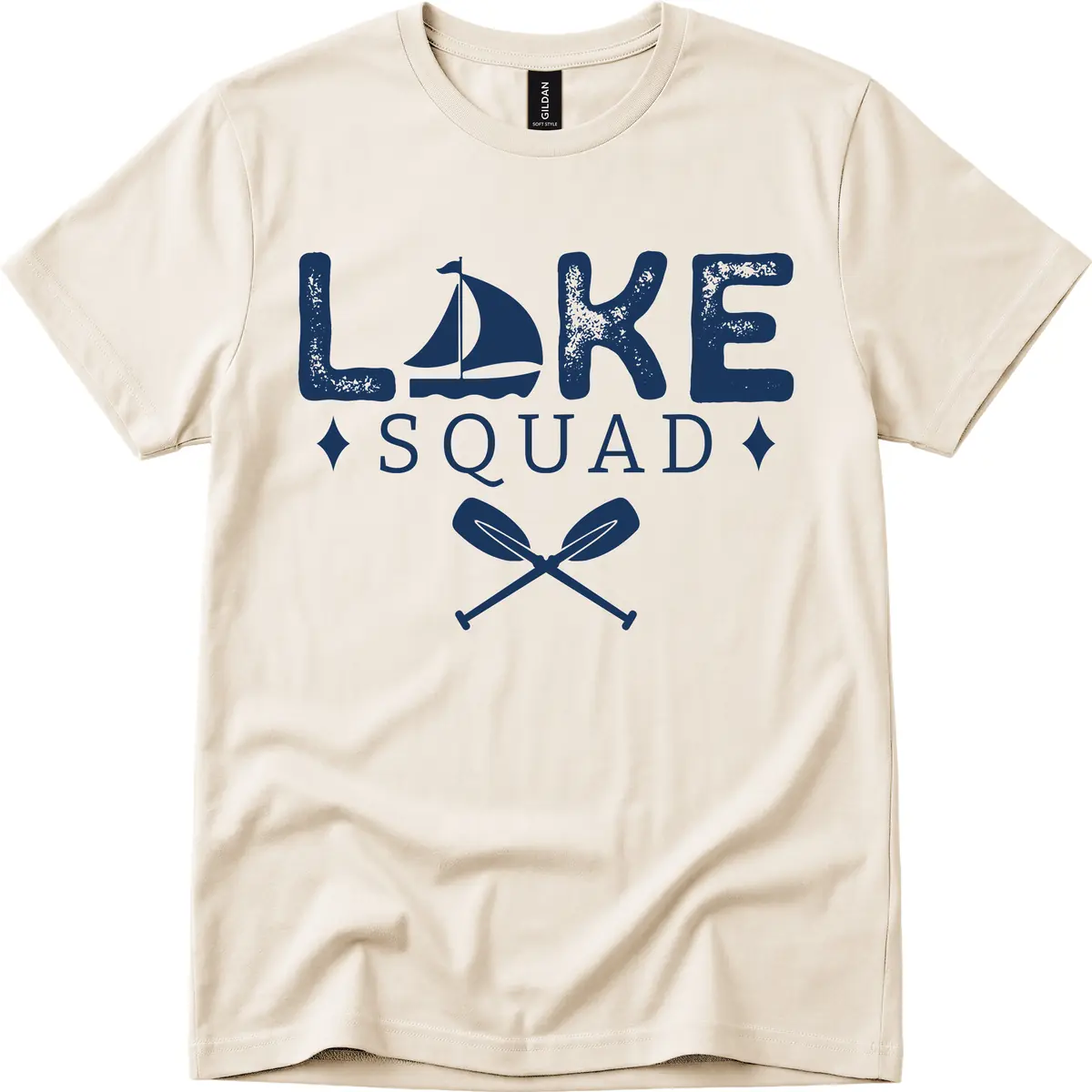 Lake Squad Sailing Design T-Shirt in Natural