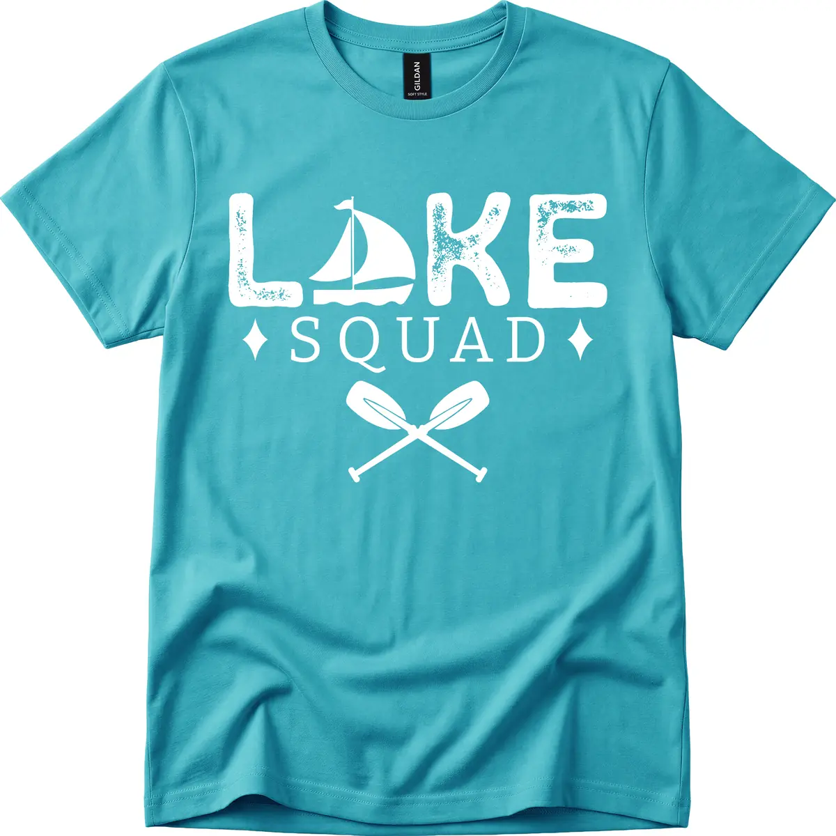Lake Squad Sailing Design T-Shirt in Tropical Blue