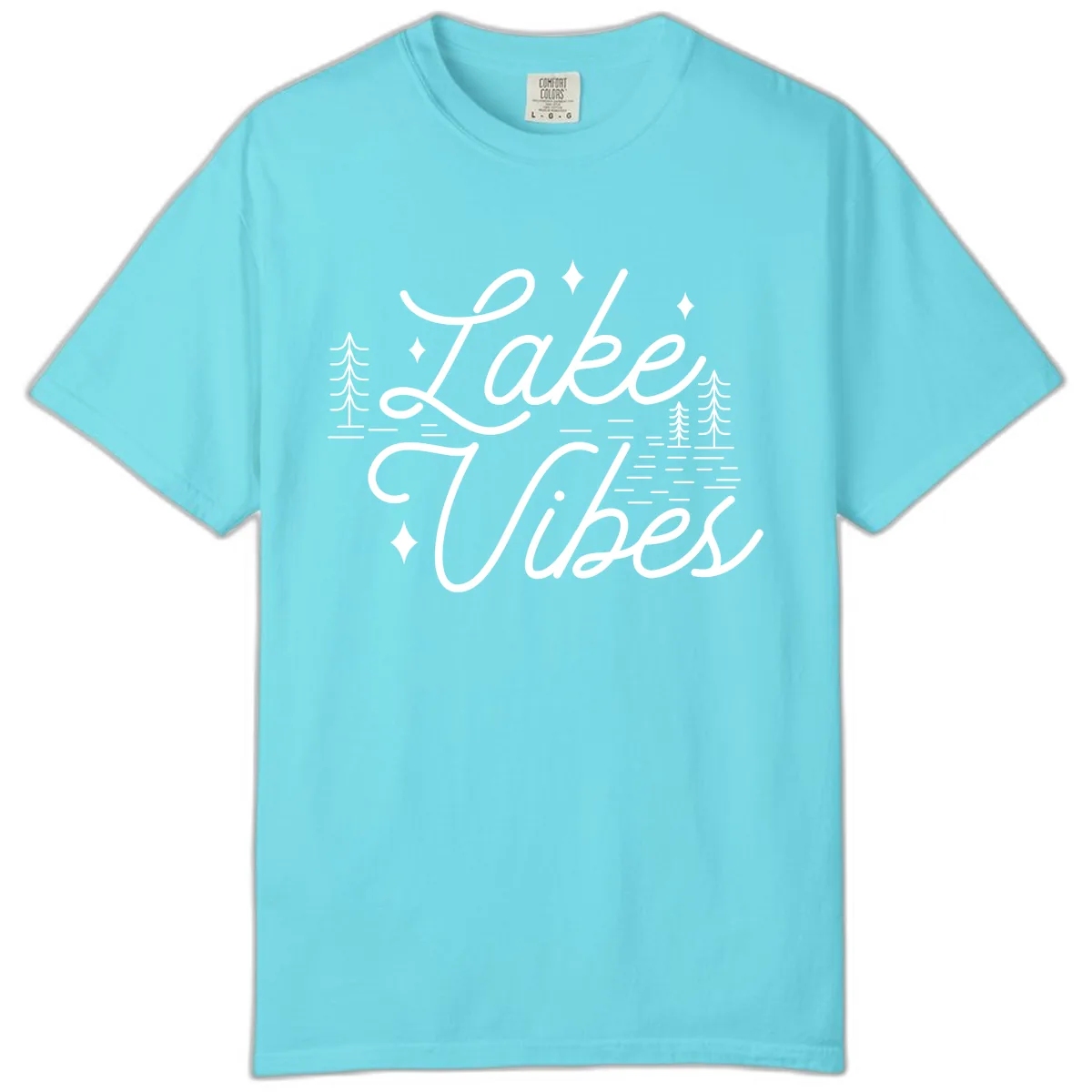 Lake Vibes Script Design Comfort Color in Lagoon Blue