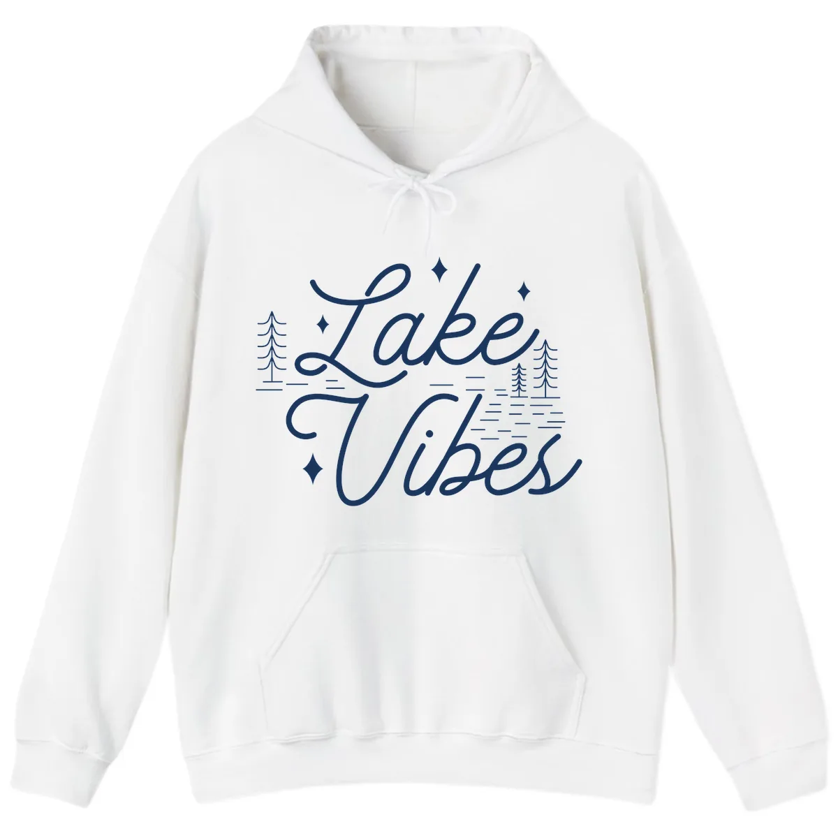 Lake Vibes Script Design Hoodie in White