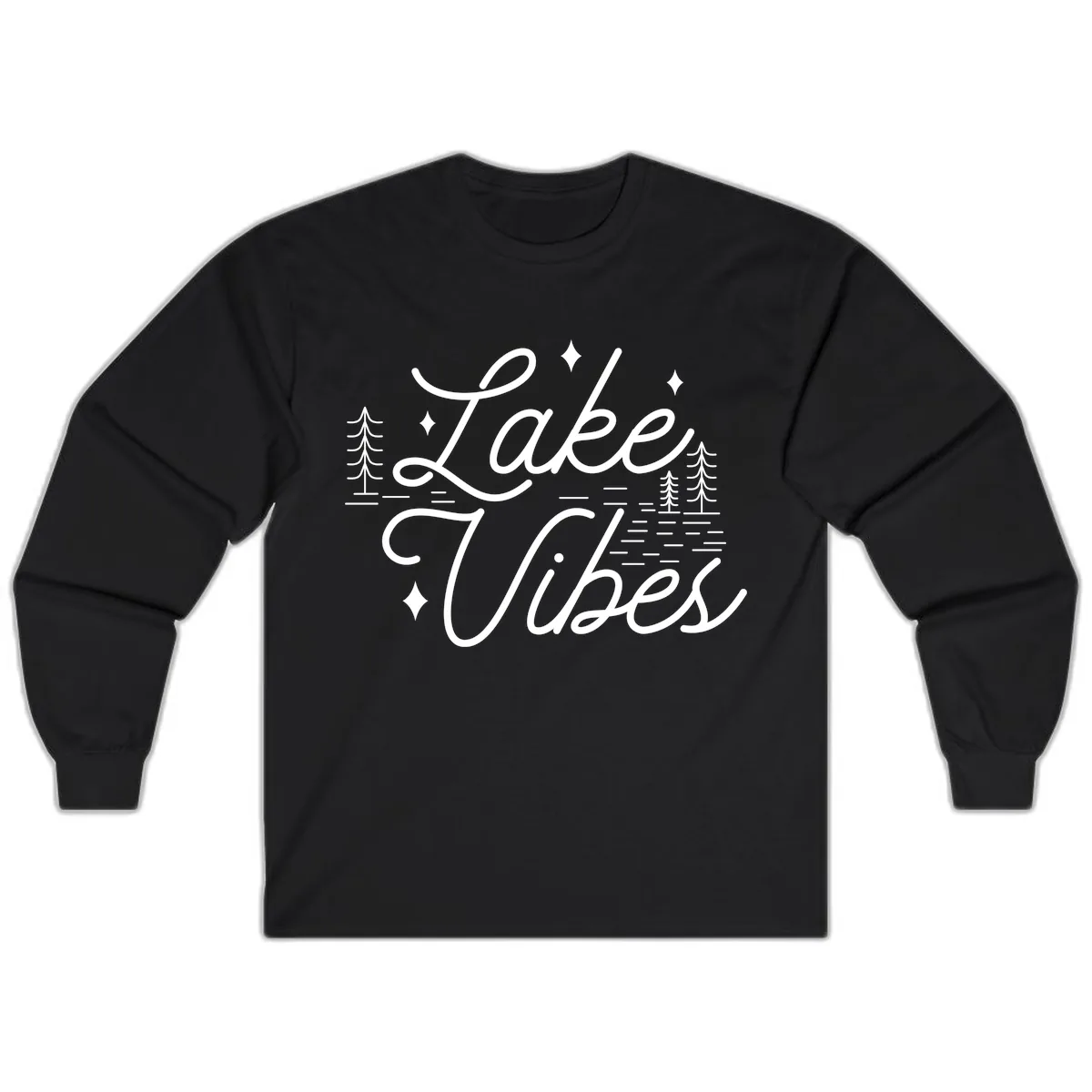 Lake Vibes Script Design Long Sleeve in Black