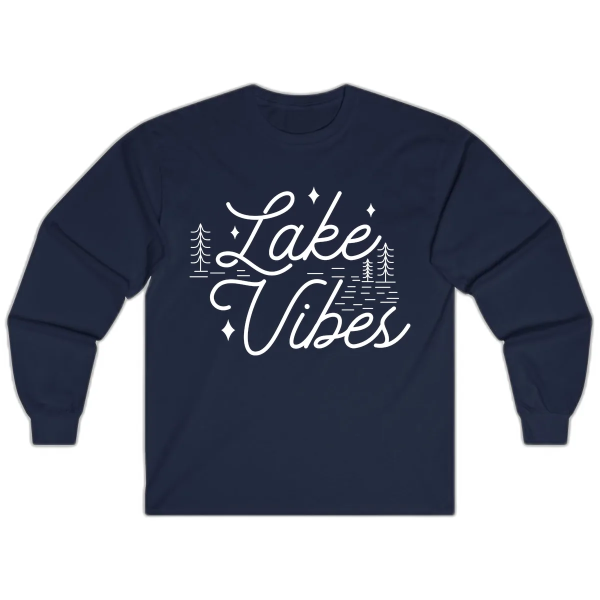 Lake Vibes Script Design Long Sleeve in Navy