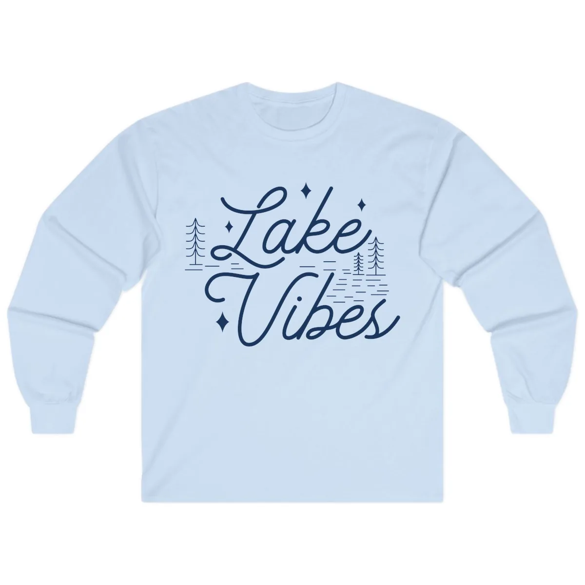Lake Vibes Script Design Long Sleeve in Light Blue