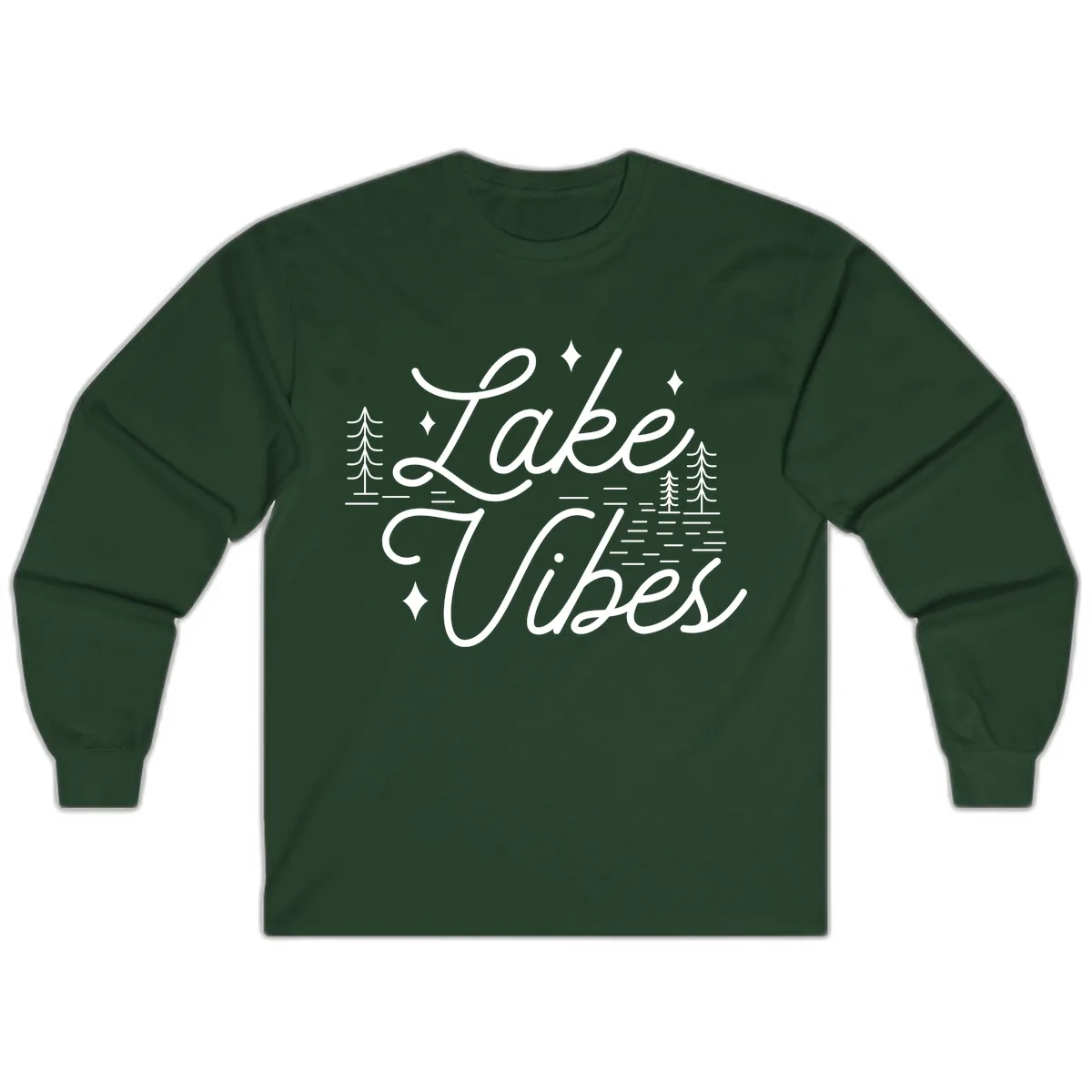 Lake Vibes Script Design Long Sleeve in Forest Green