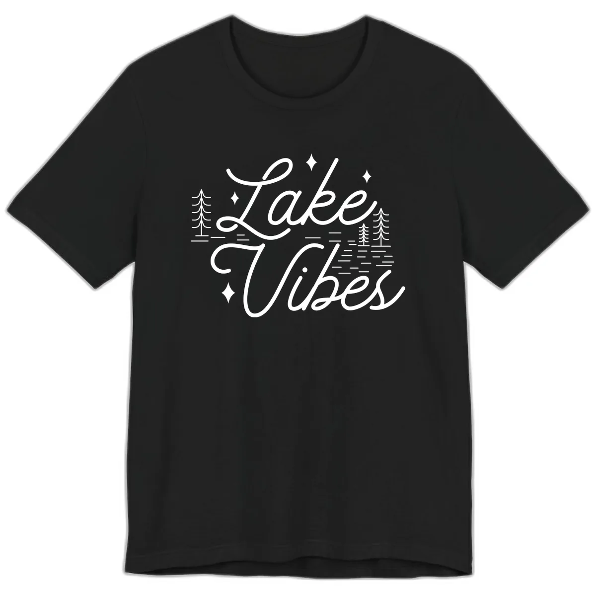 Lake Vibes Script Design Premium T-Shirt in Black