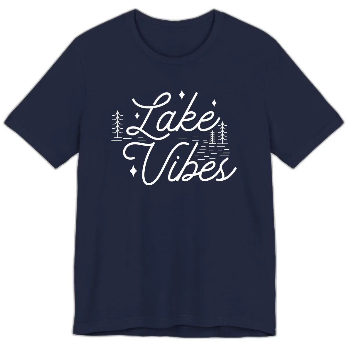 Lake Vibes Script Design Premium T-Shirt in Navy