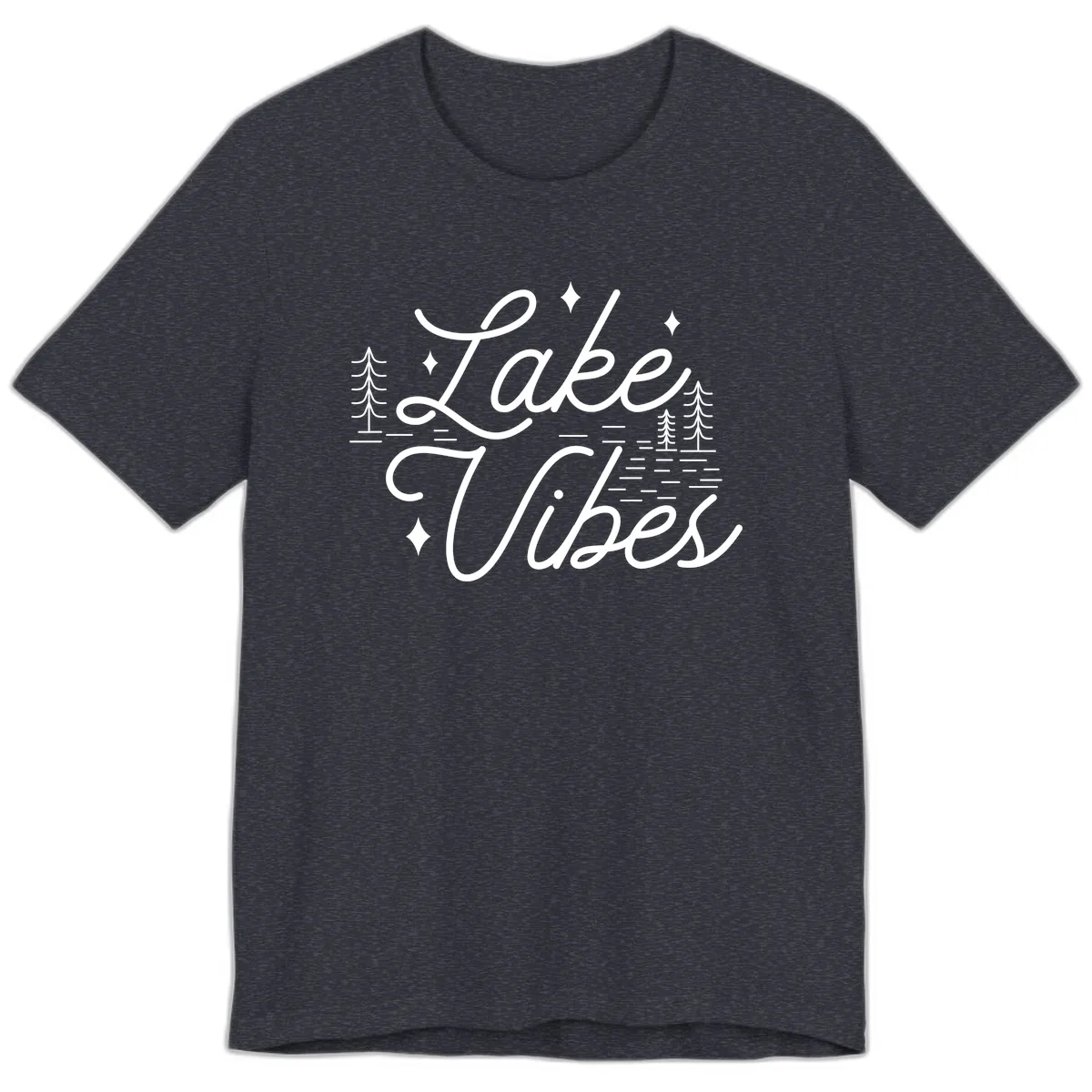 Lake Vibes Script Design Premium T-Shirt in Heather Navy