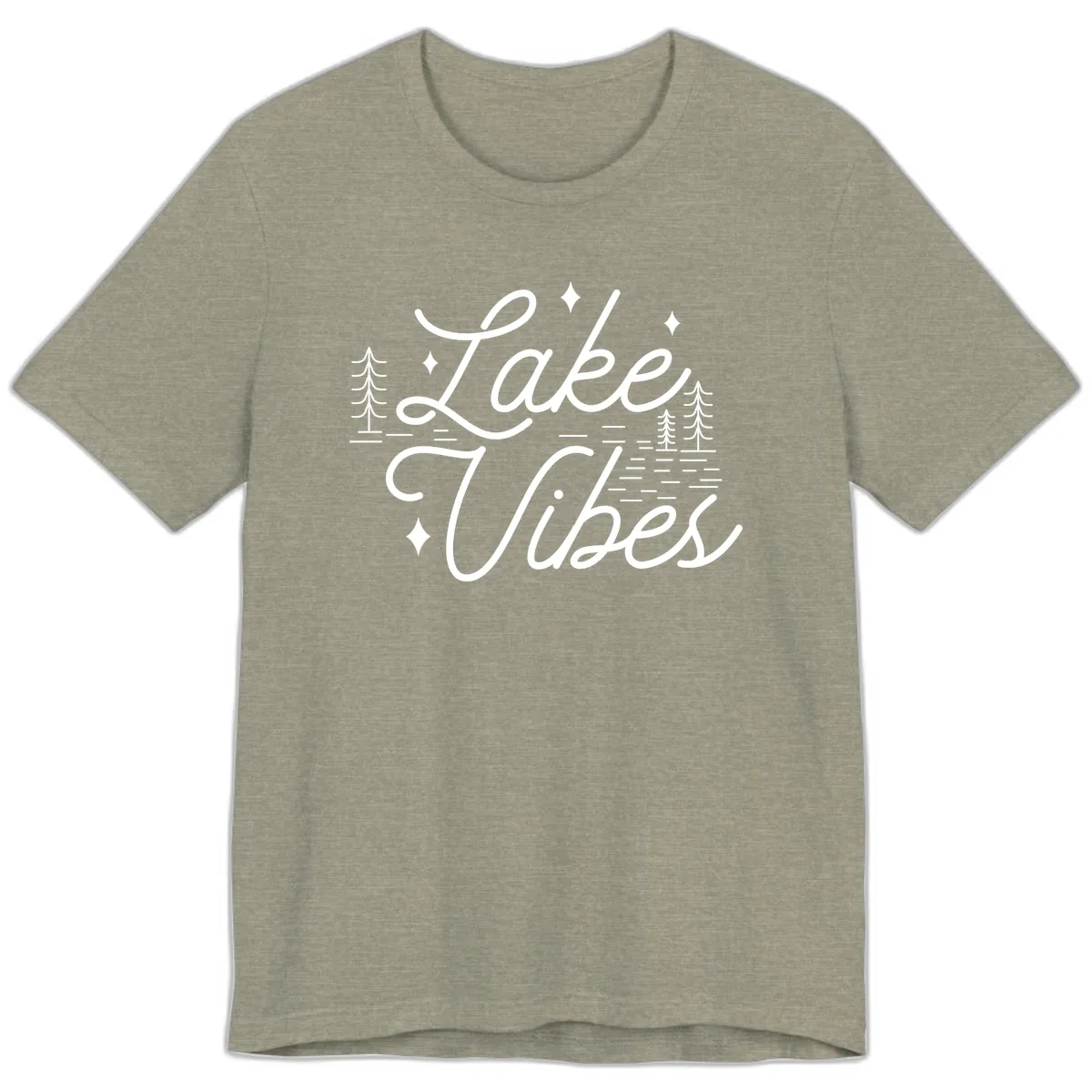 Lake Vibes Script Design Premium T-Shirt in Heather Stone